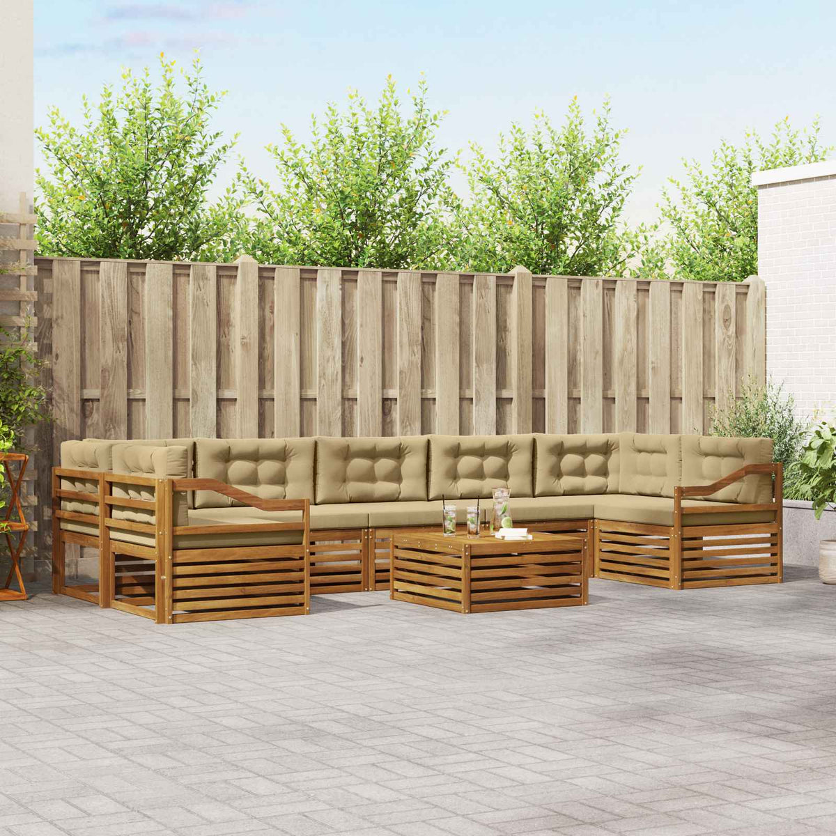 Set vanjskih sofa 8 kom. Prirodna i bež