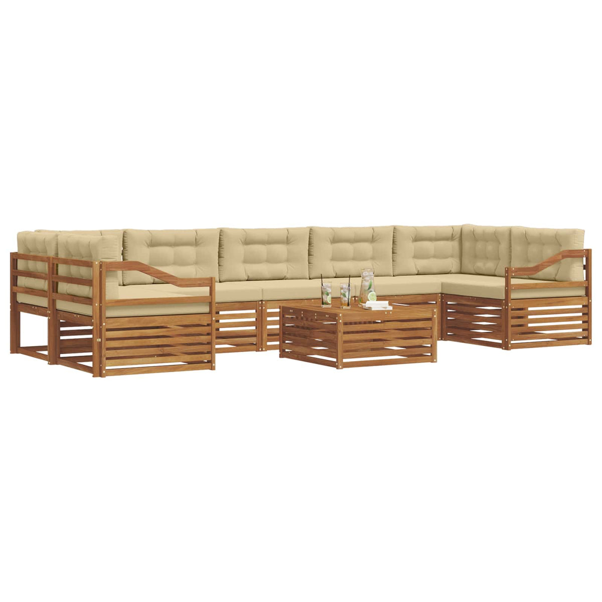 Set vanjskih sofa 8 kom. Prirodna i bež