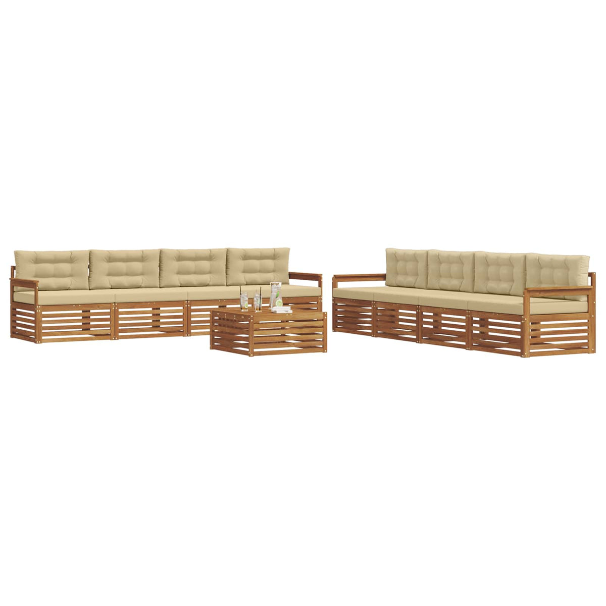 Set vanjskih sofa 9 kom. Prirodna i bež 79 x 79 x 37 cm