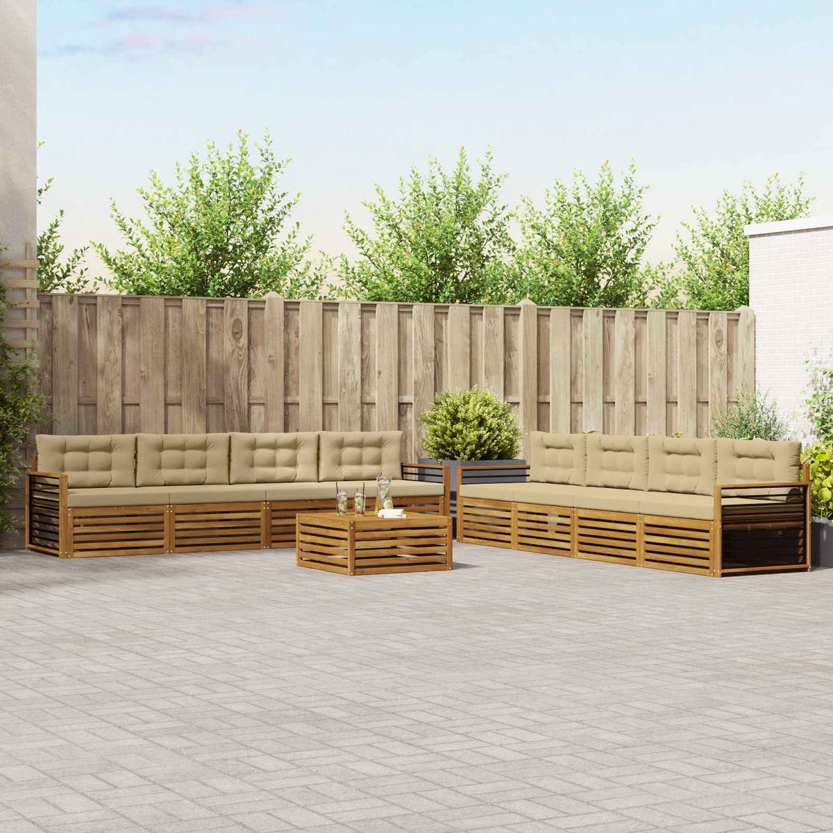 Set vanjskih sofa 9 kom. Prirodna i bež