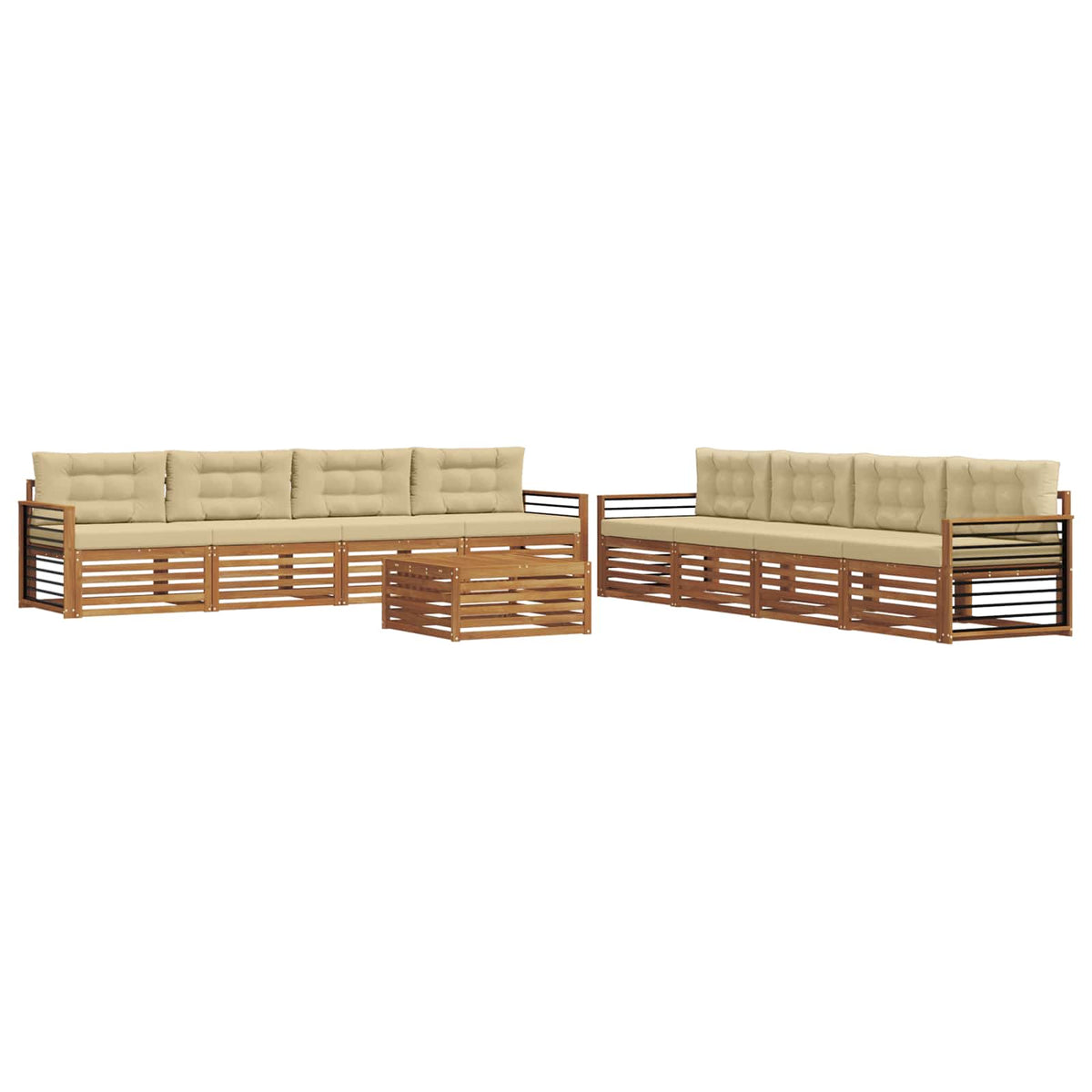 Set vanjskih sofa 9 kom. Prirodna i bež