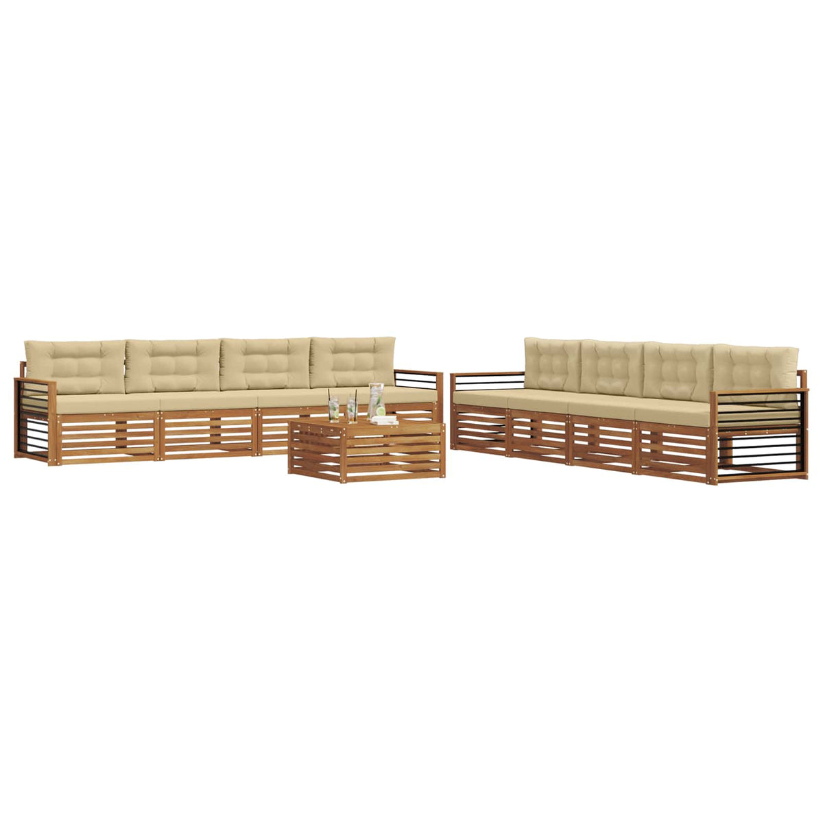 Set vanjskih sofa 9 kom. Prirodna i bež