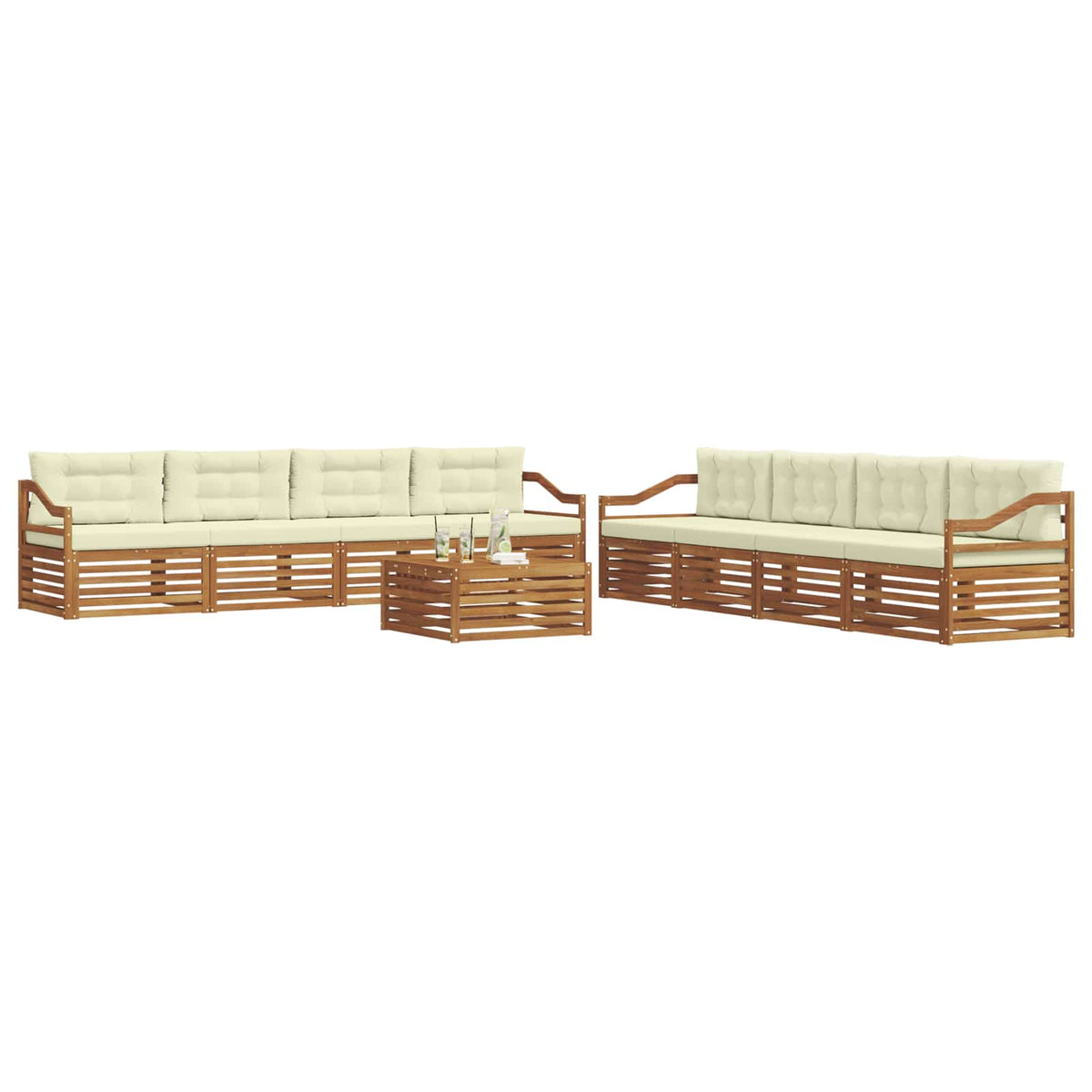 Set vanjskih sofa 9 kom. Prirodna i krem