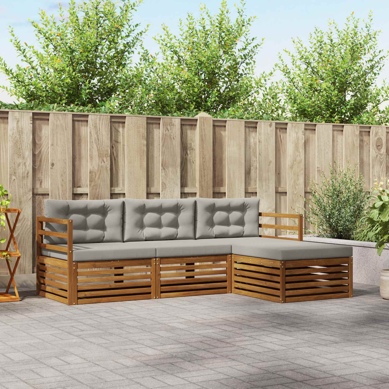 Set vanjskih sofa s jastukom Prirodna i svijetlo siva