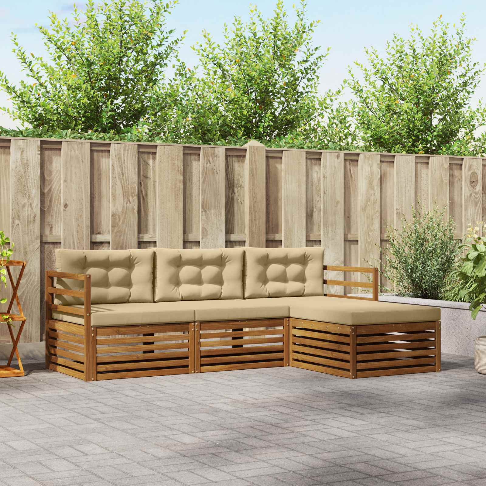 Set vanjskih sofa Prirodna i bež 245,5 x 162,5 x 73 cm