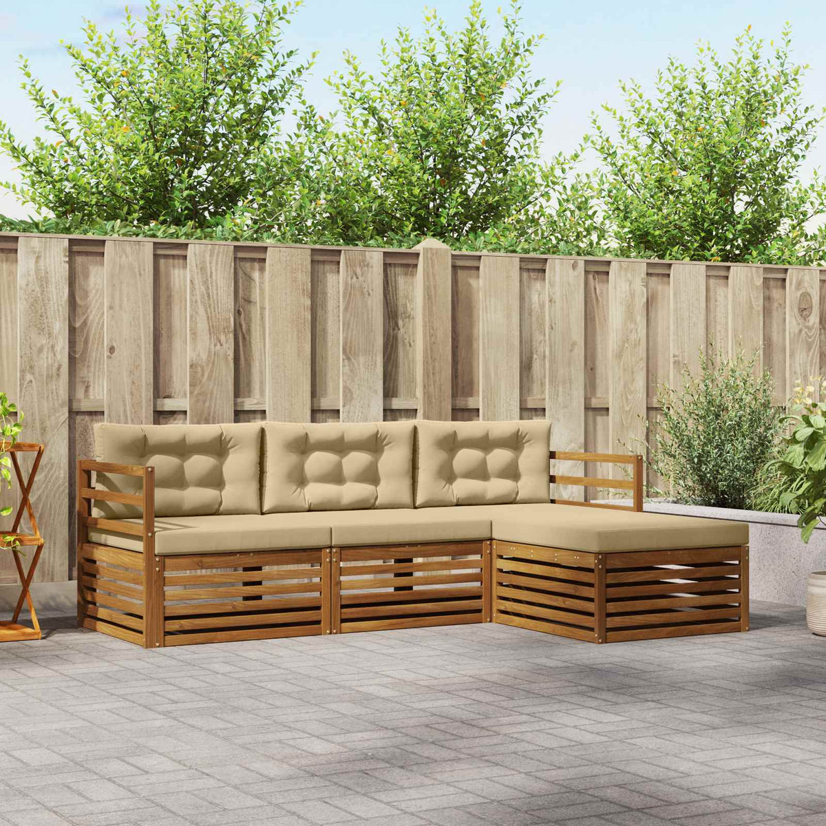 Set vanjskih sofa Prirodna i bež 245,5 x 162,5 x 73 cm
