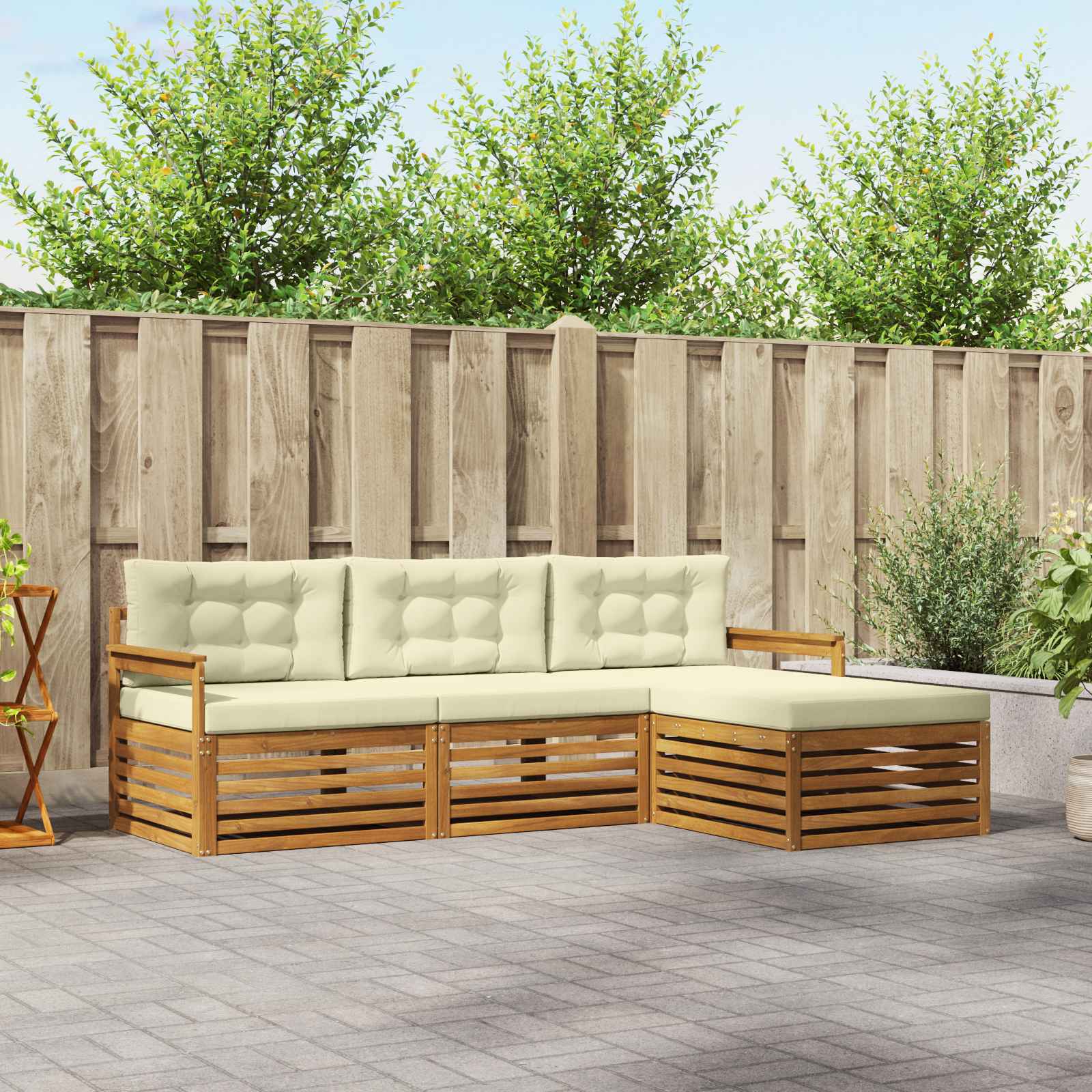 Set vanjskih sofa Prirodna i krem 249,5 x 162,5 x 73 cm