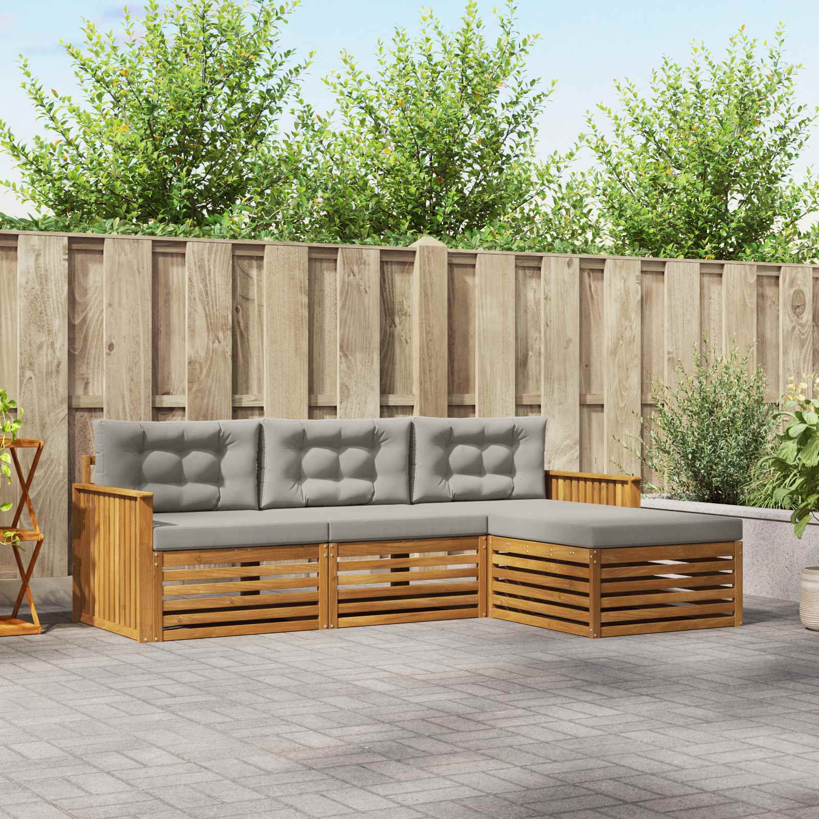 Set vanjskih sofa s jastukom Prirodna i svijetlo siva