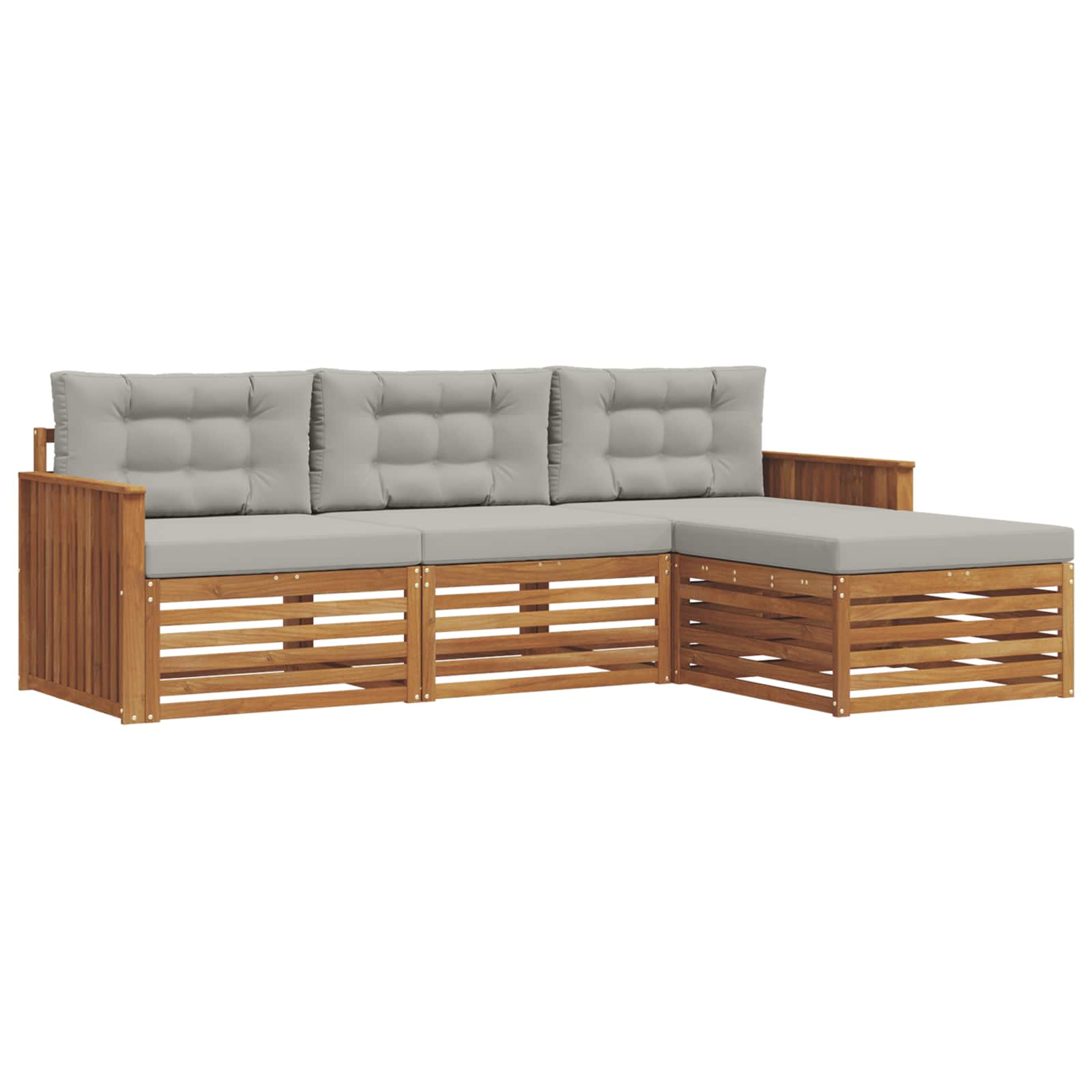 Set vanjskih sofa s jastukom Prirodna i svijetlo siva