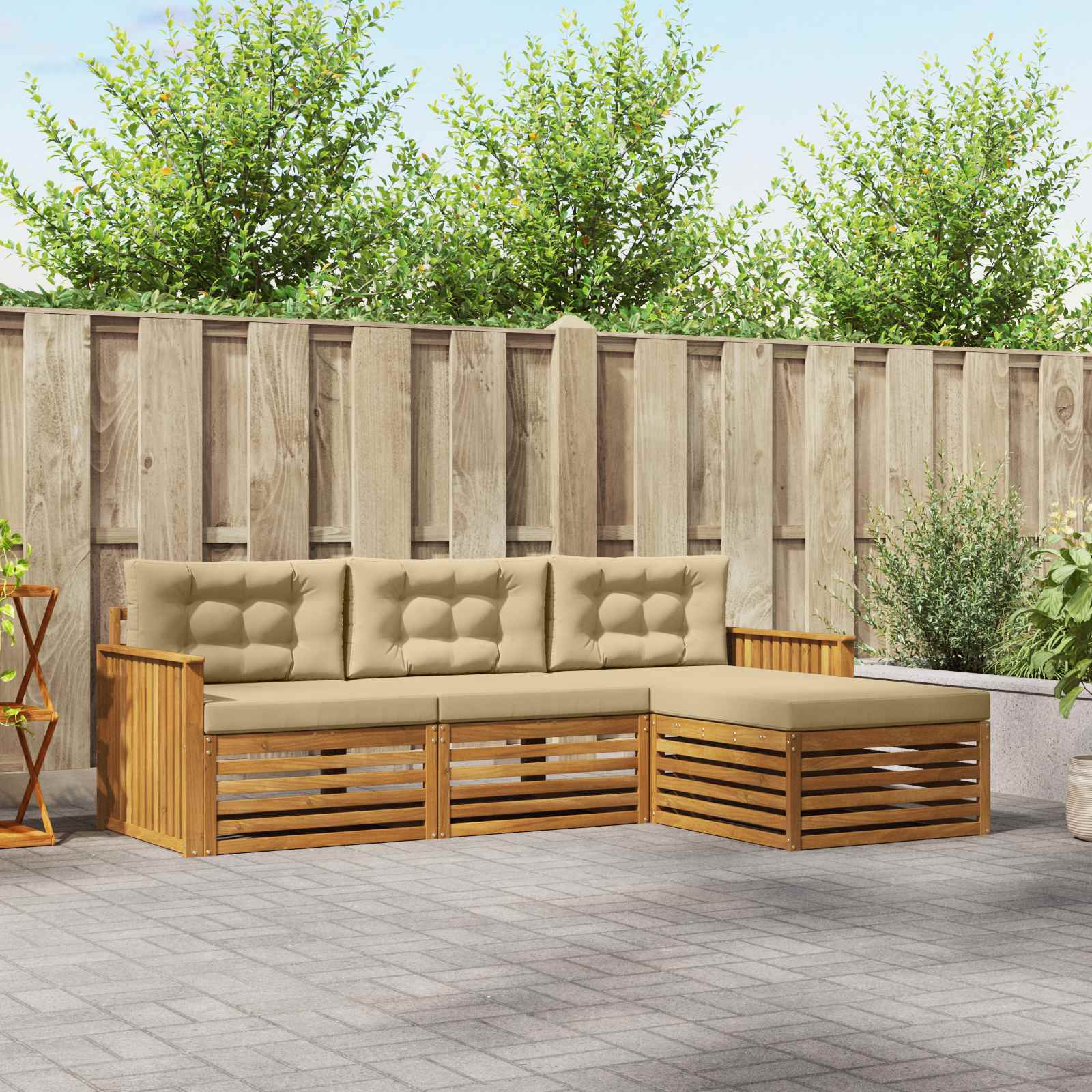 Set vanjskih sofa Prirodna i bež 249,5 x 162,5 x 73 cm
