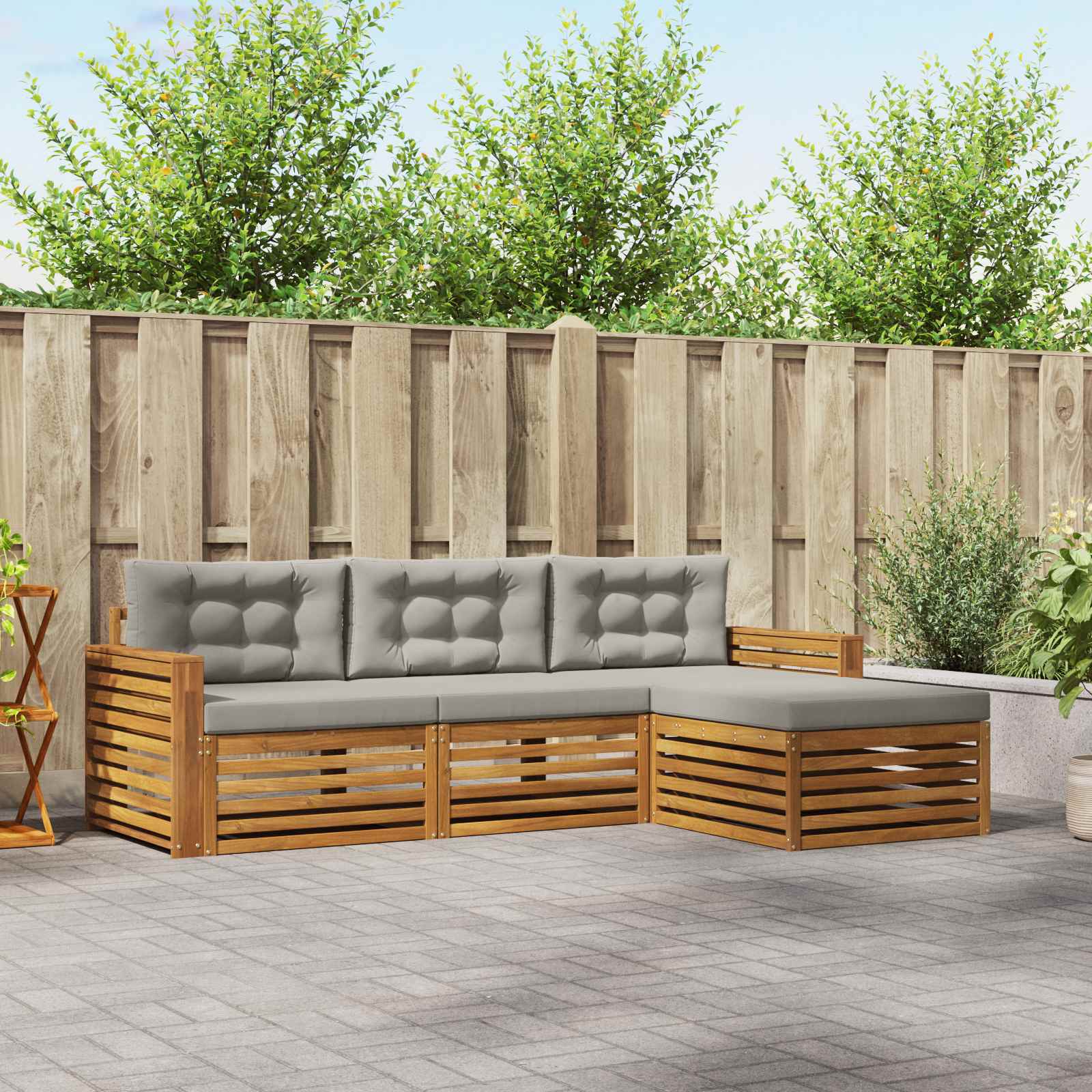 Set vanjskih sofa s jastukom Prirodna i svijetlo siva