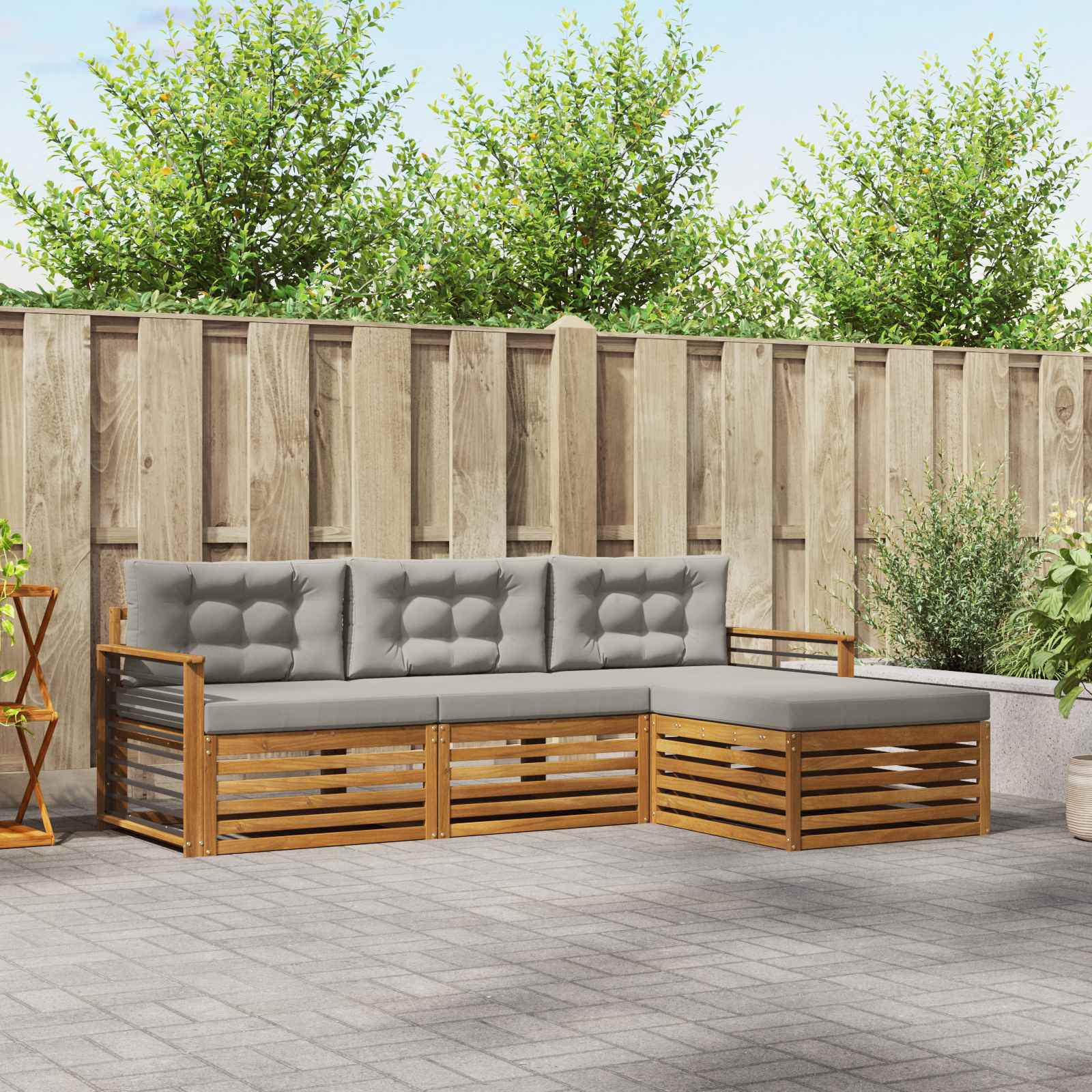 Set vanjskih sofa s jastukom Prirodna i svijetlo siva