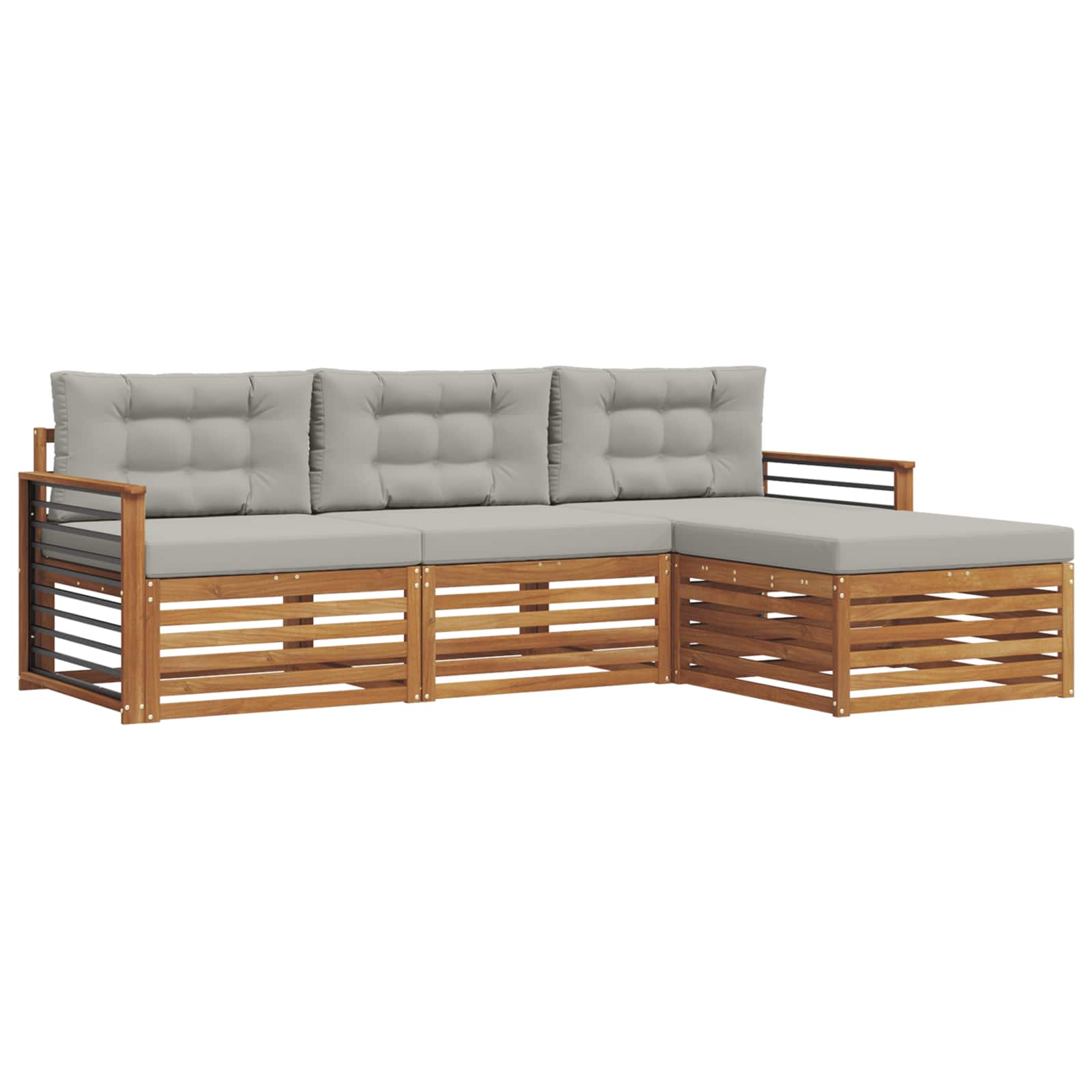 Set vanjskih sofa s jastukom Prirodna i svijetlo siva