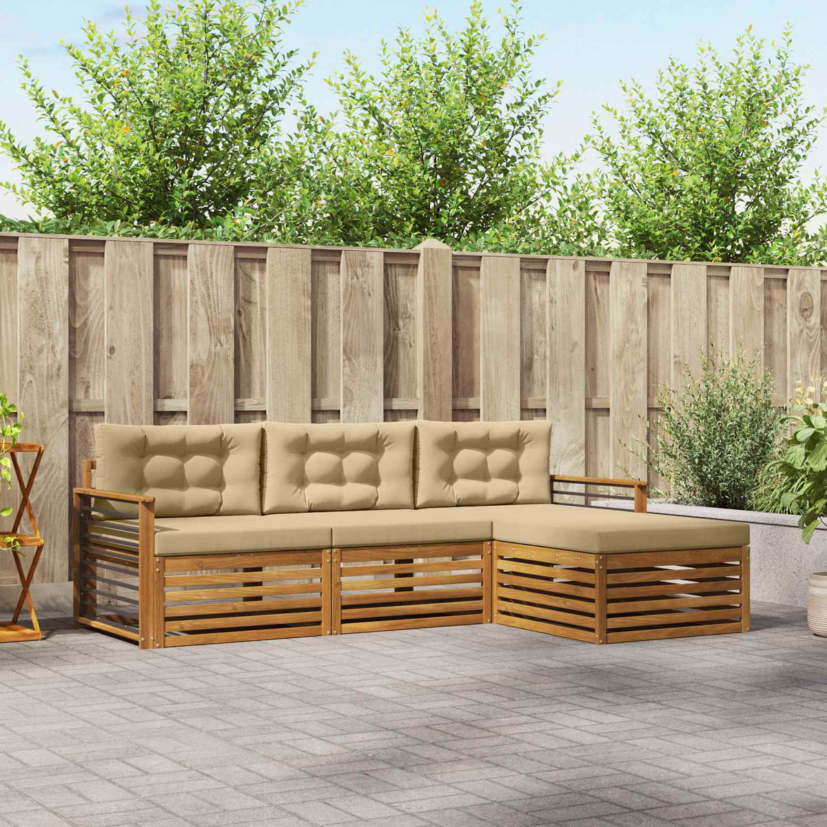 Set vanjskih sofa Prirodna i bež 249,5 x 162,5 x 73 cm