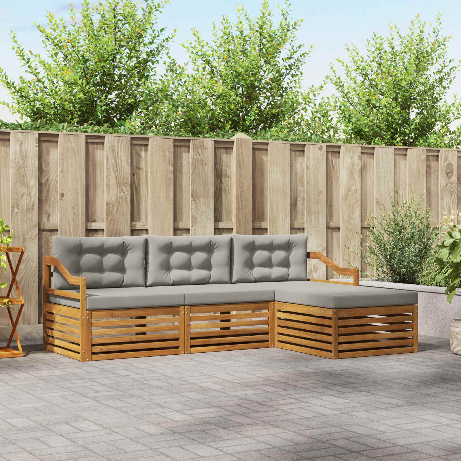 Set vanjskih sofa s jastukom Prirodna i svijetlo siva
