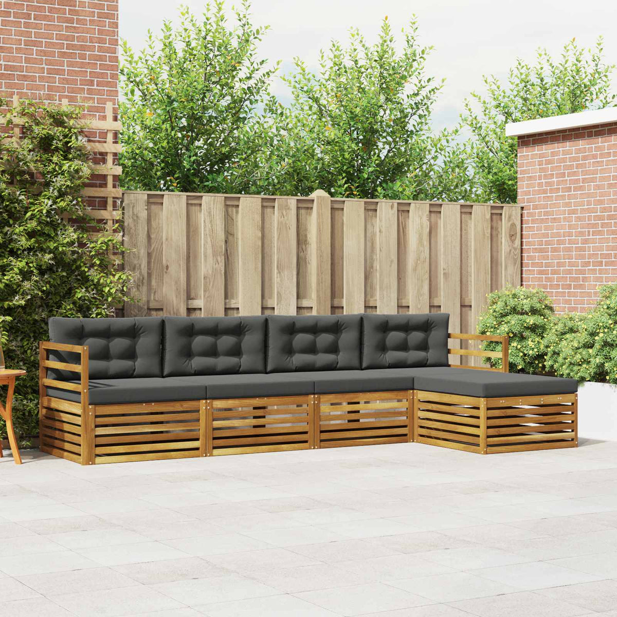 Set vanjskih sofa s jastukom 5 pcs Prirodna i antracit