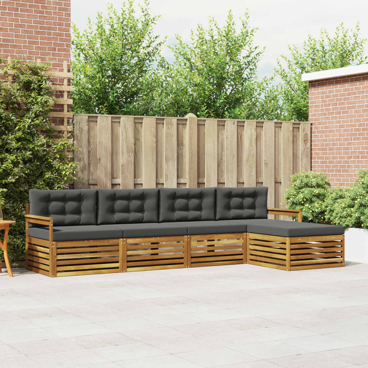 Set vanjskih sofa s jastukom 5 pcs Prirodna i antracit