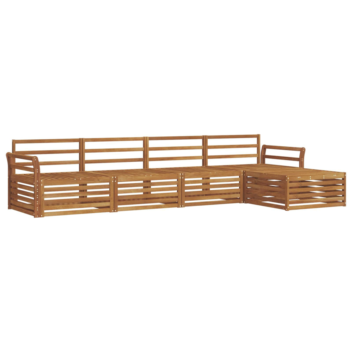 Set vanjskih sofa 5 kom. Prirodna Čvrsto drvo akacije Smeđa 333 x 162,5 x 73 cm