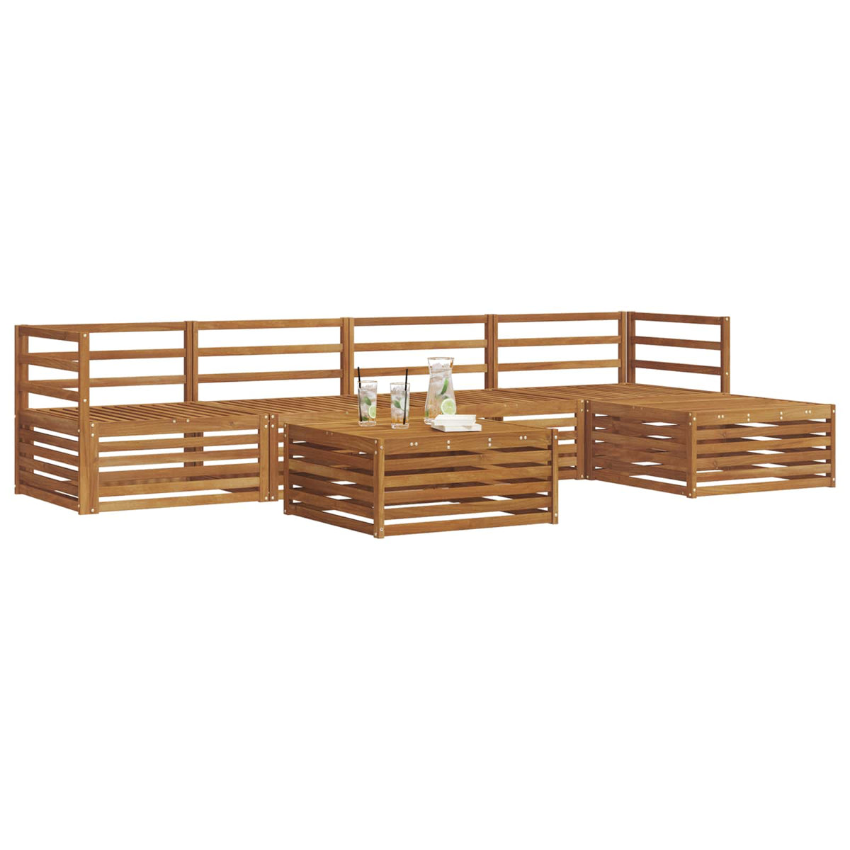 Set vanjskih sofa 6 kom. Prirodna Čvrsto drvo akacije