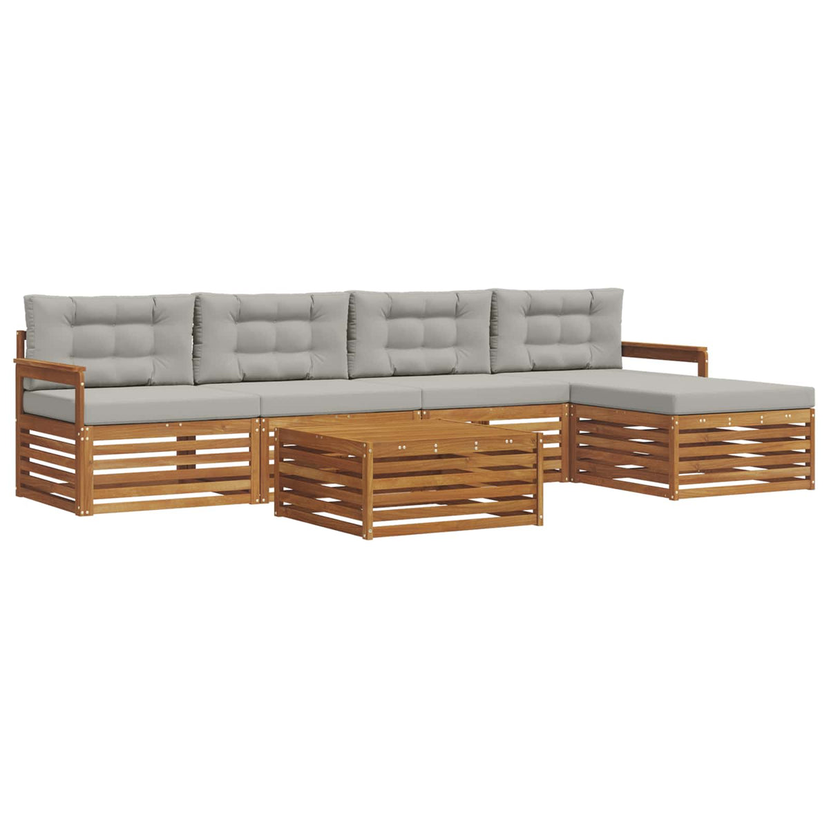 Set vanjskih sofa 6 kom. Prirodna i svijetlo siva