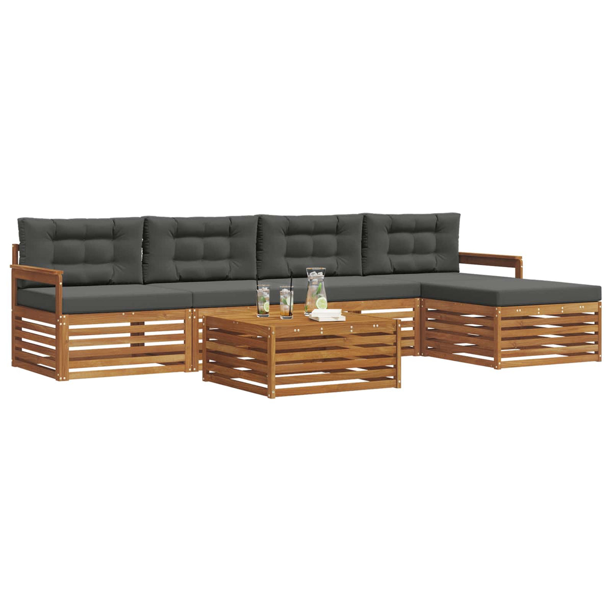 Set vanjskih sofa 6 kom. Prirodna i antracit