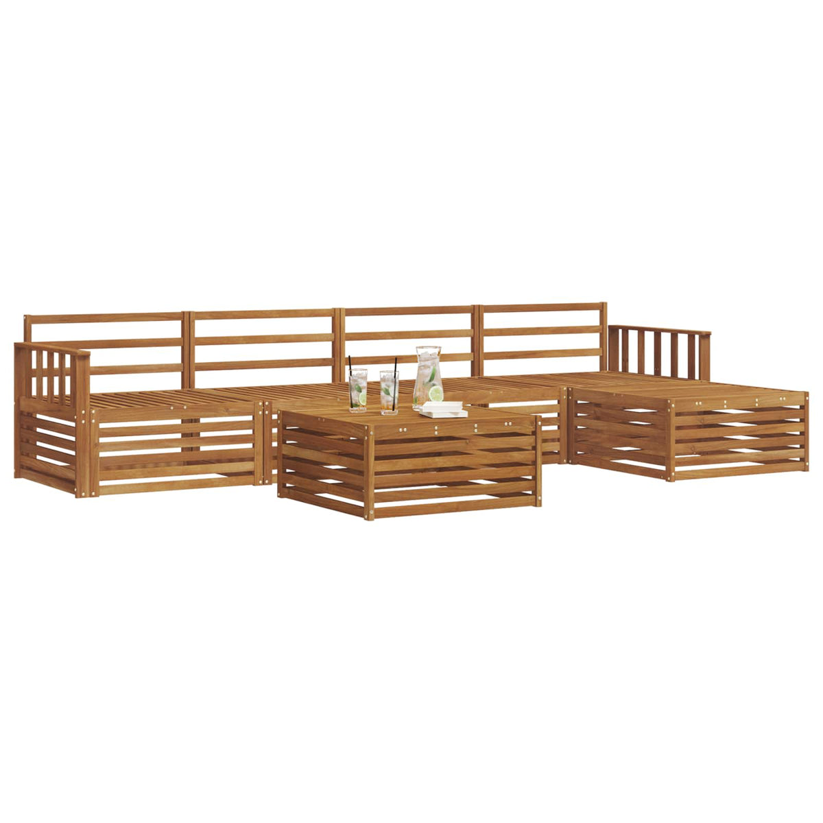 Set vanjskih sofa 6 kom. Prirodna Čvrsto drvo akacije