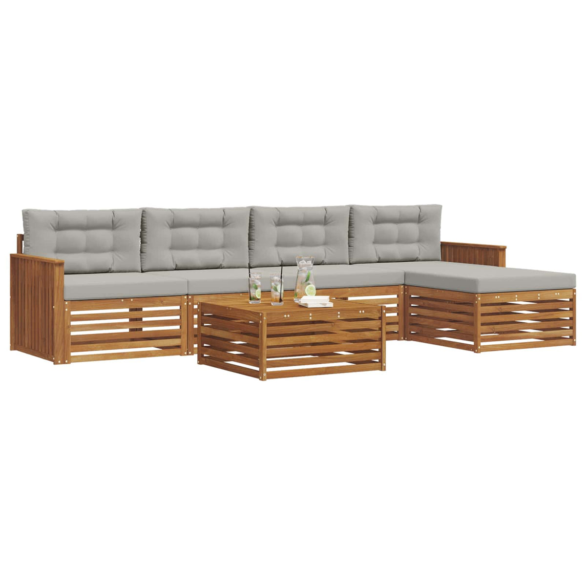 Set vanjskih sofa 6 kom. Prirodna i svijetlo siva