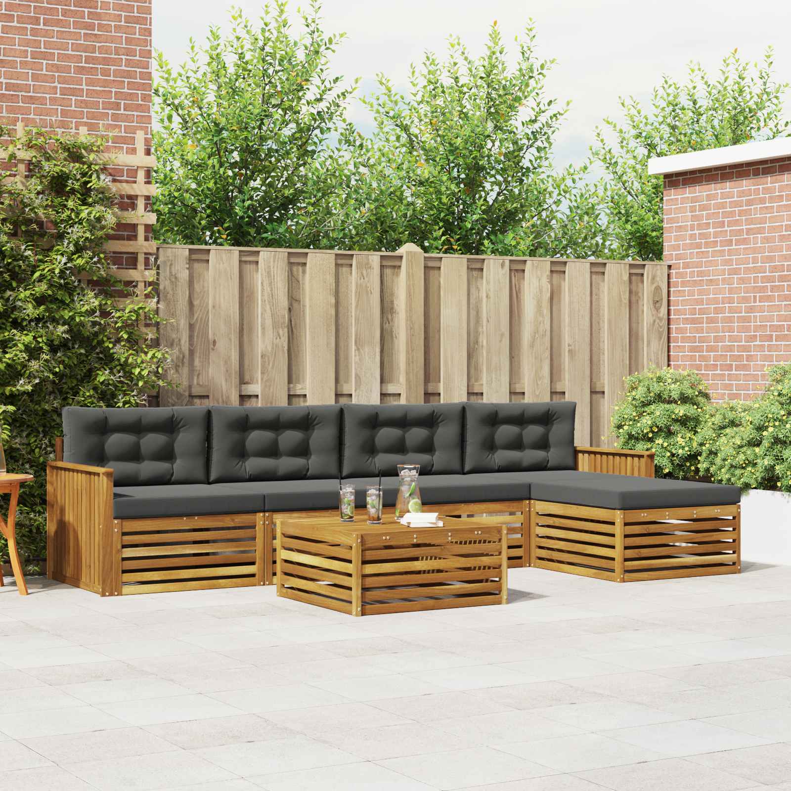 Set vanjskih sofa 6 kom. Prirodna i antracit