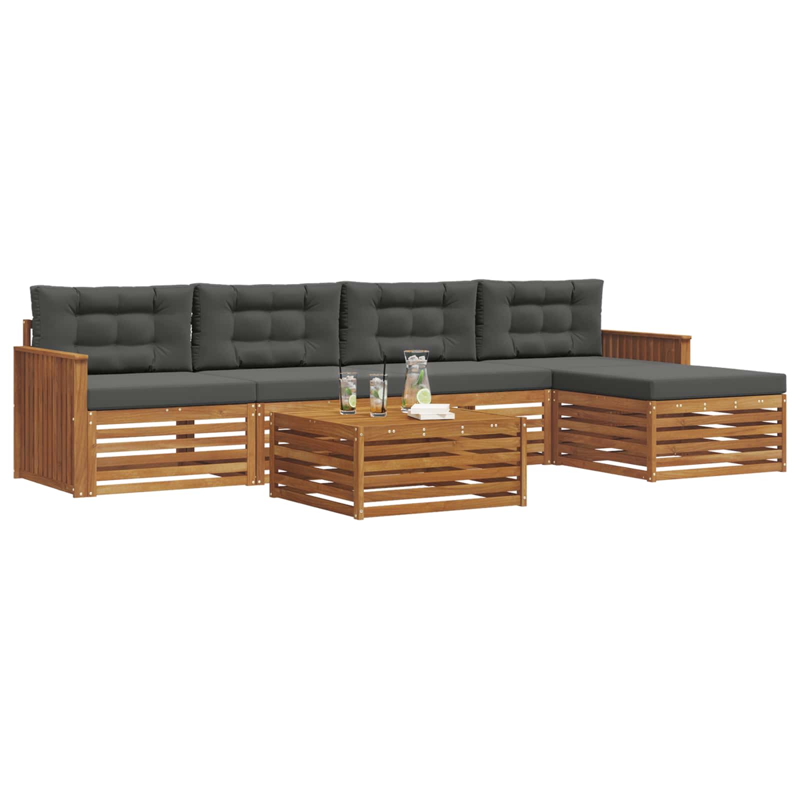 Set vanjskih sofa 6 kom. Prirodna i antracit