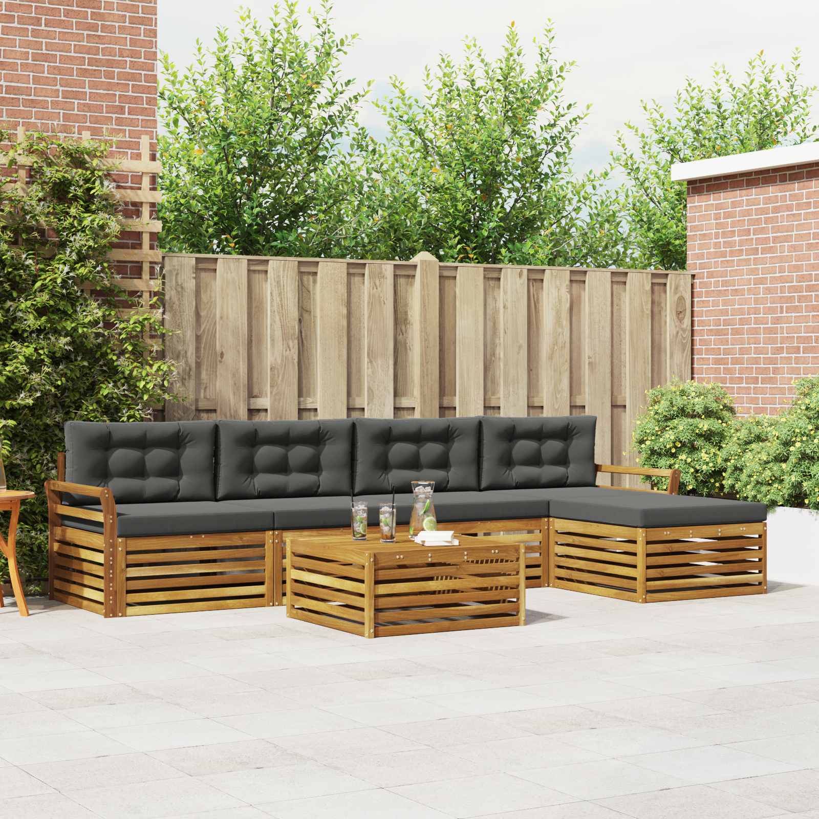 Set vanjskih sofa 6 kom. Prirodna i antracit