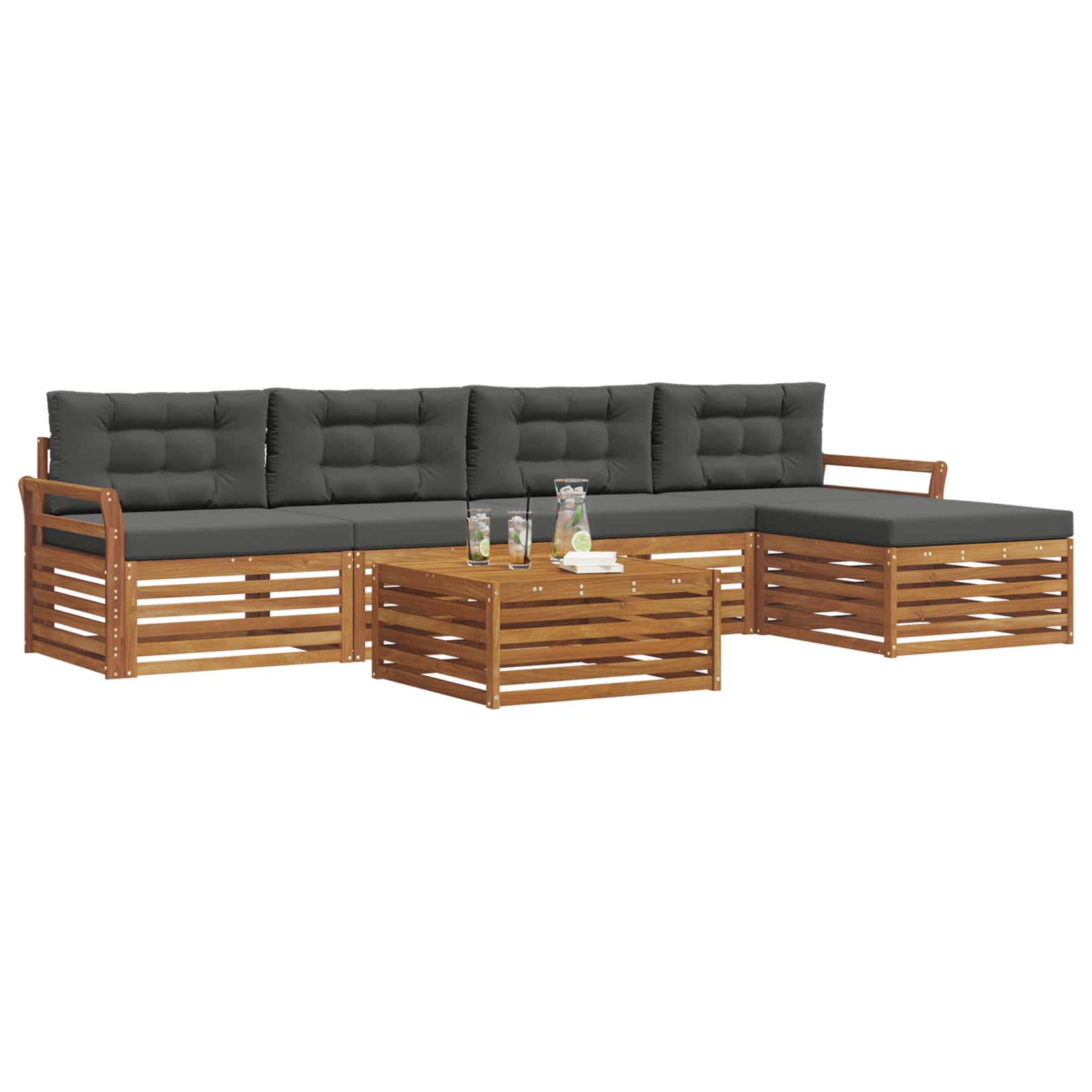 Set vanjskih sofa 6 kom. Prirodna i antracit