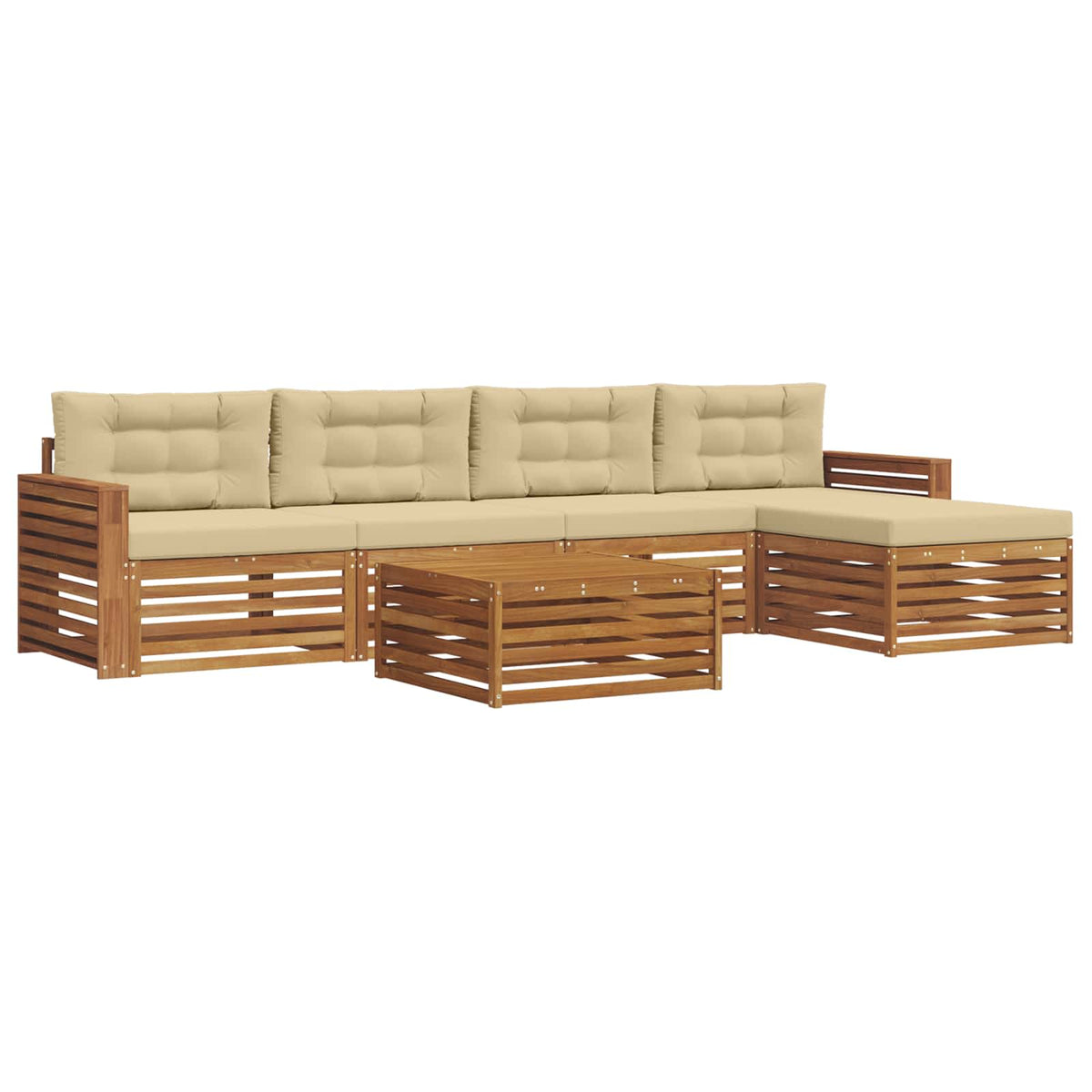 Set vanjskih sofa 6 kom. Prirodna i bež