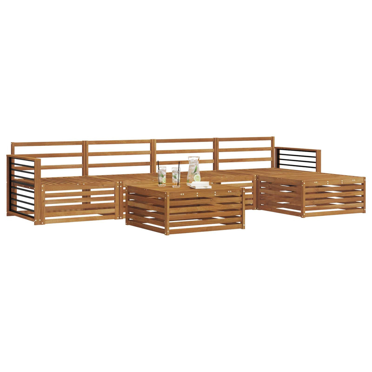 Set vanjskih sofa 6 kom. Prirodna Čvrsto drvo akacije