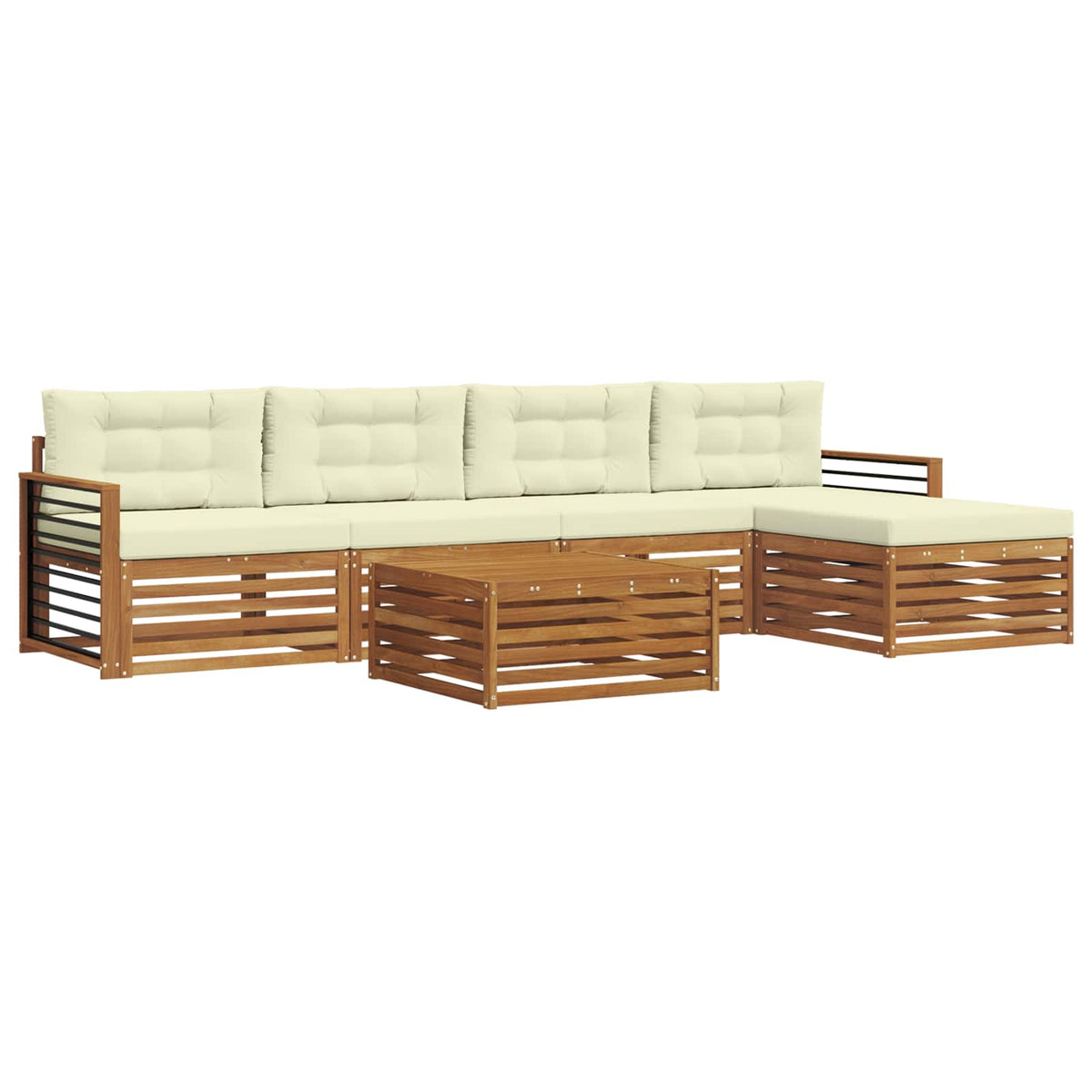 Set vanjskih sofa 6 kom. Prirodna i krem