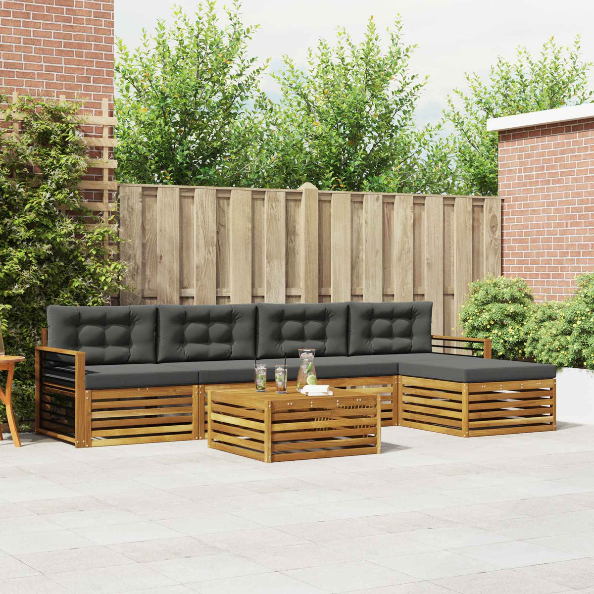 Set vanjskih sofa 6 kom. Prirodna i antracit
