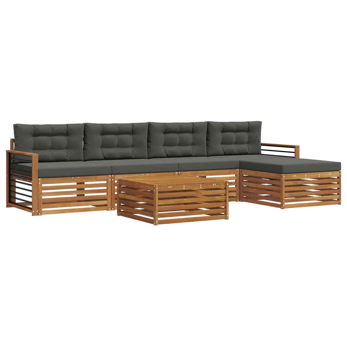 Set vanjskih sofa 6 kom. Prirodna i antracit