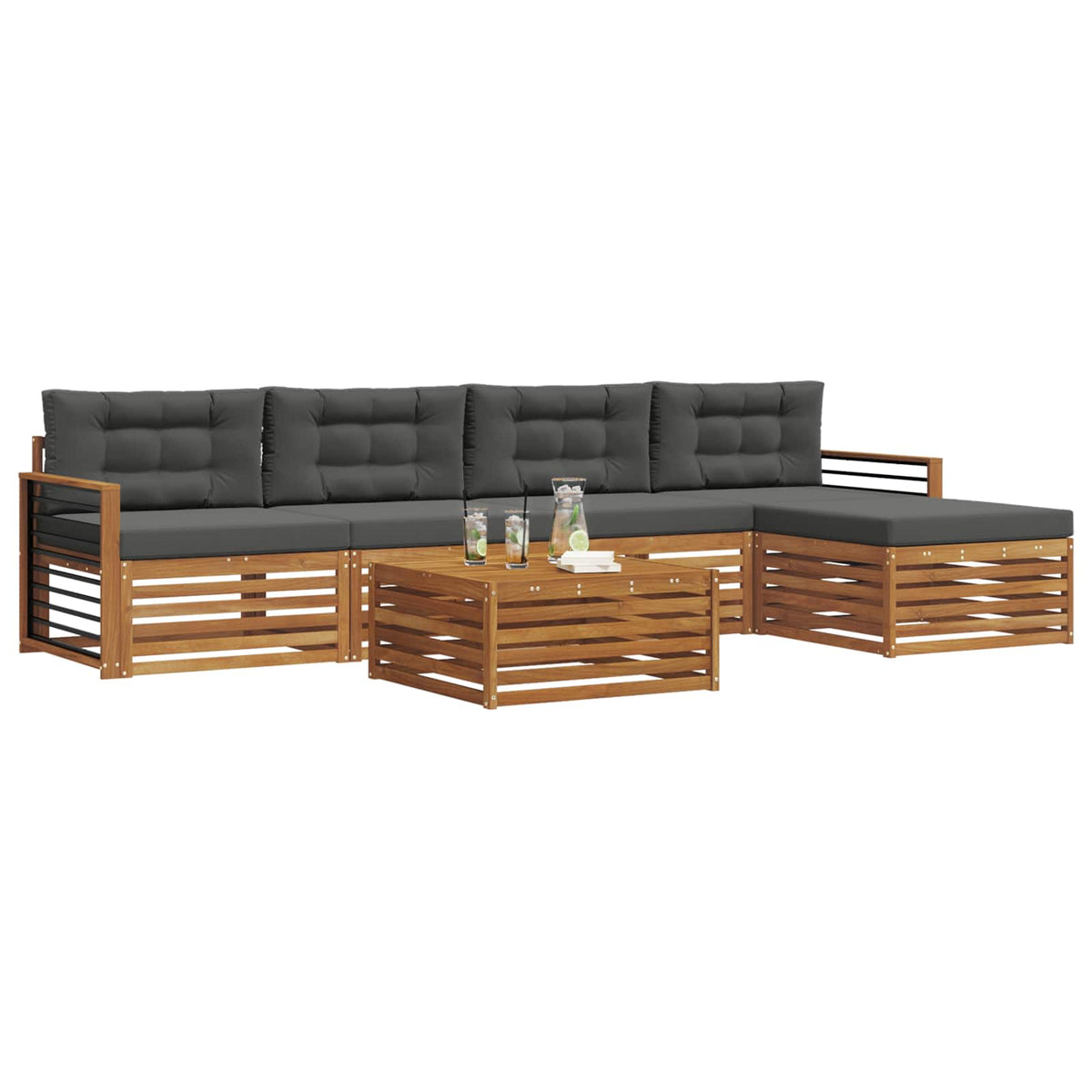 Set vanjskih sofa 6 kom. Prirodna i antracit