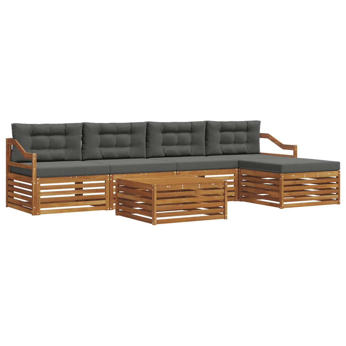 Set vanjskih sofa 6 kom. Prirodna i antracit
