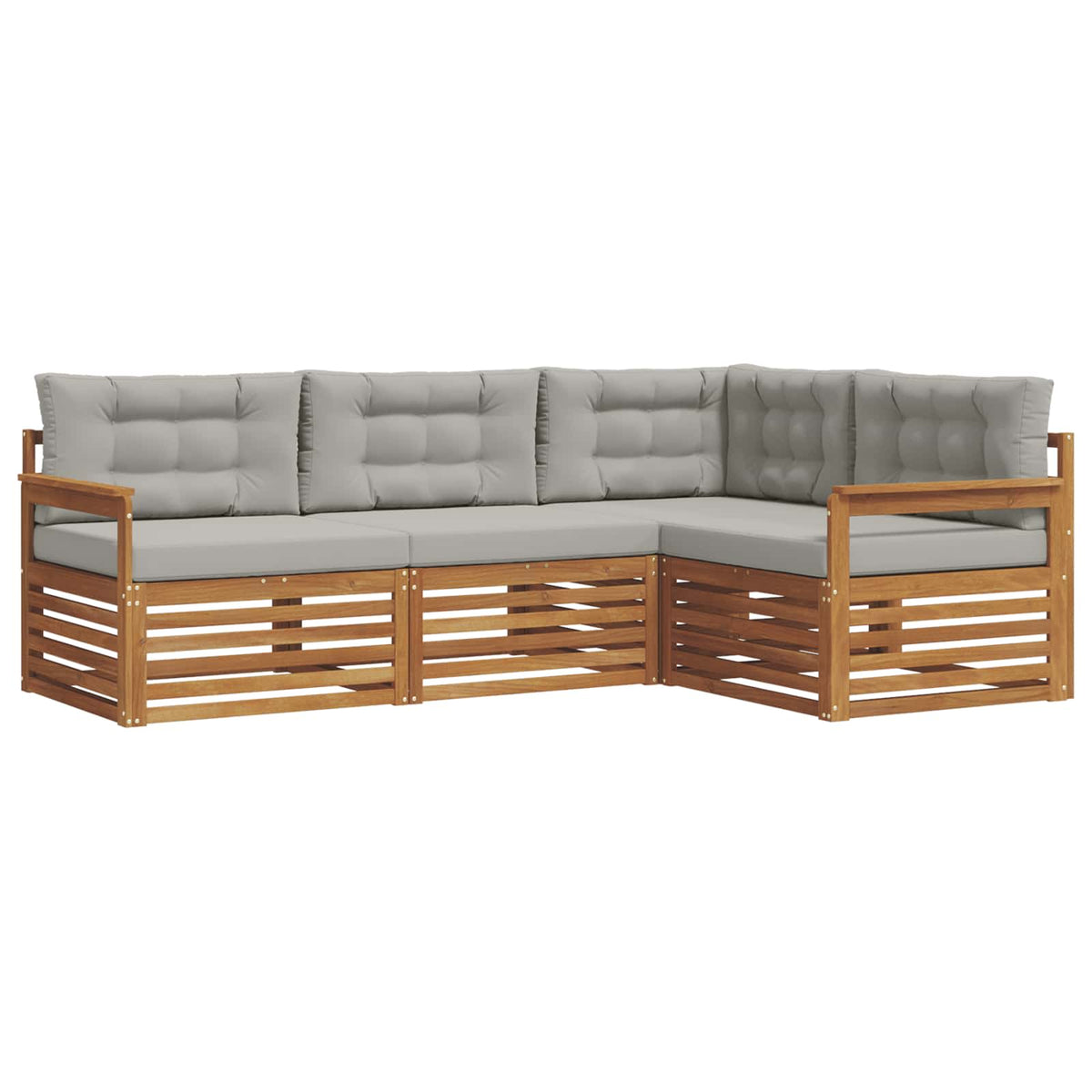 Set vanjskih sofa 4 kom. Prirodna i svijetlo siva