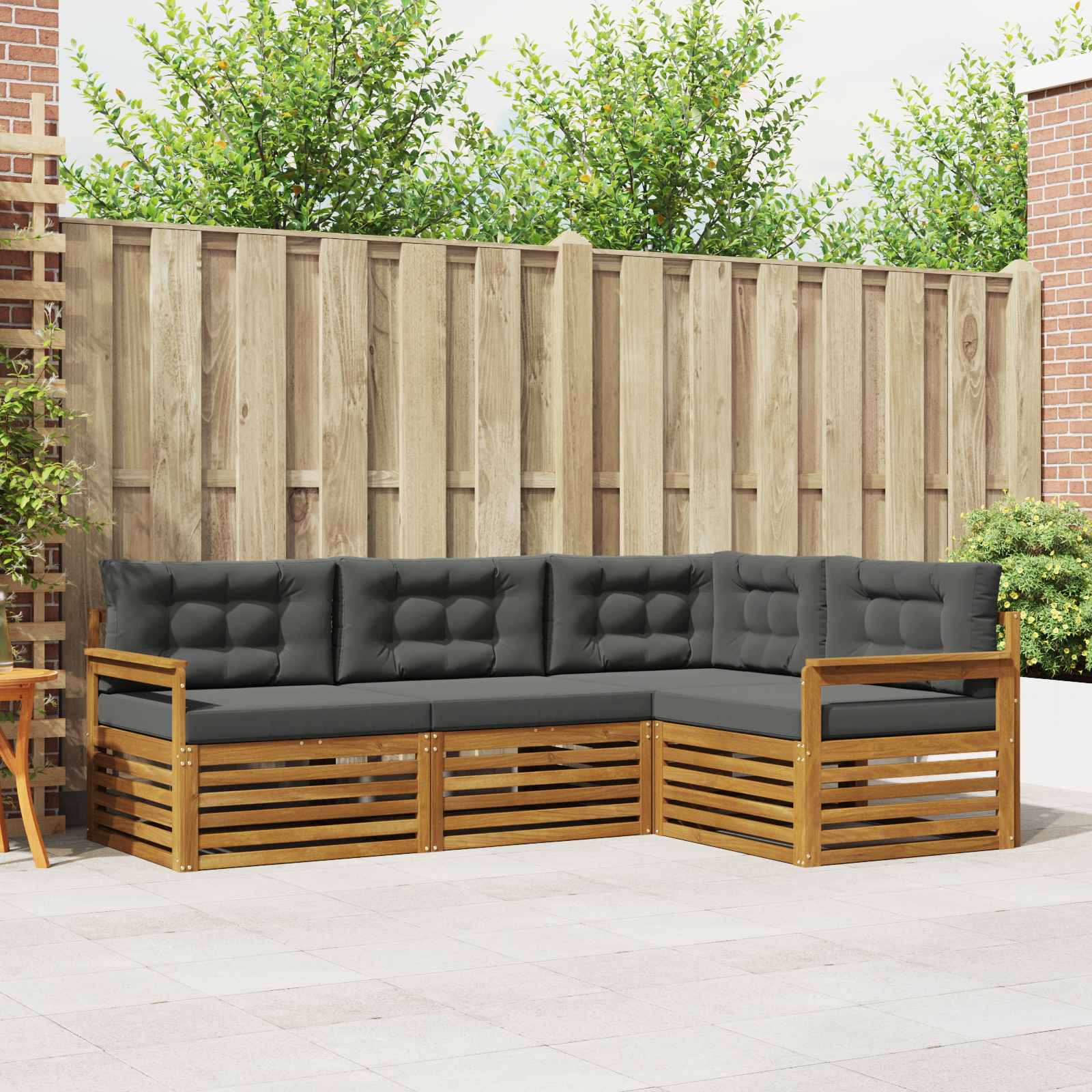 Set vanjskih sofa s jastukom 4 pcs Prirodna i antracit