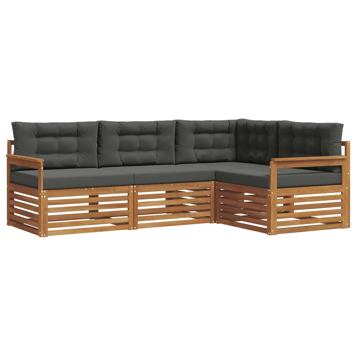 Set vanjskih sofa s jastukom 4 pcs Prirodna i antracit