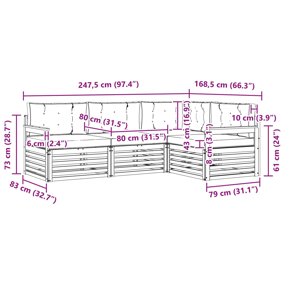 Set vanjskih sofa 4 kom. Prirodna i bež