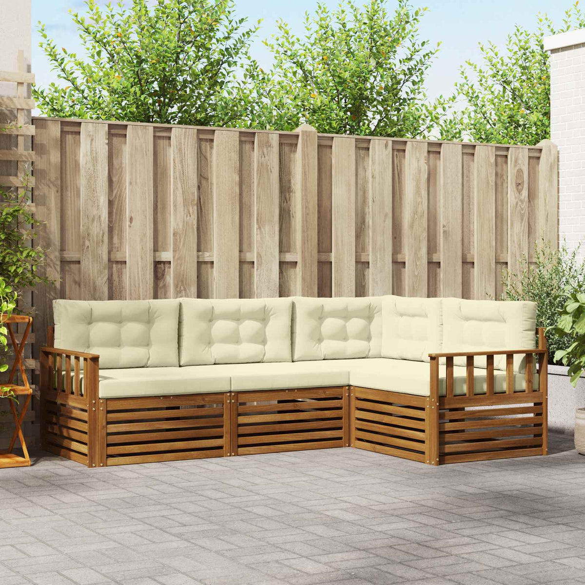 Set vanjskih sofa 4 kom. Prirodna i krem