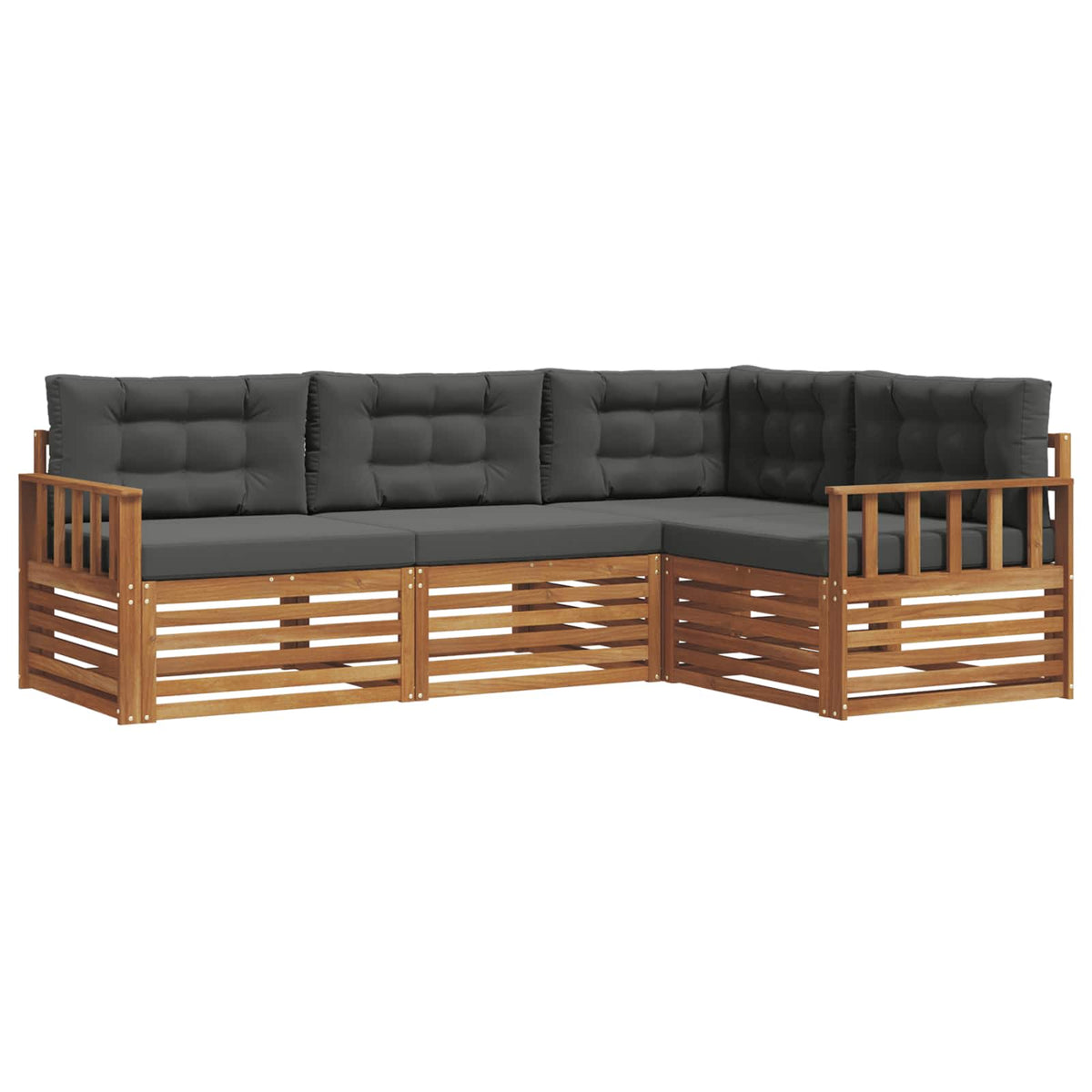 Set vanjskih sofa s jastukom 4 pcs Prirodna i antracit
