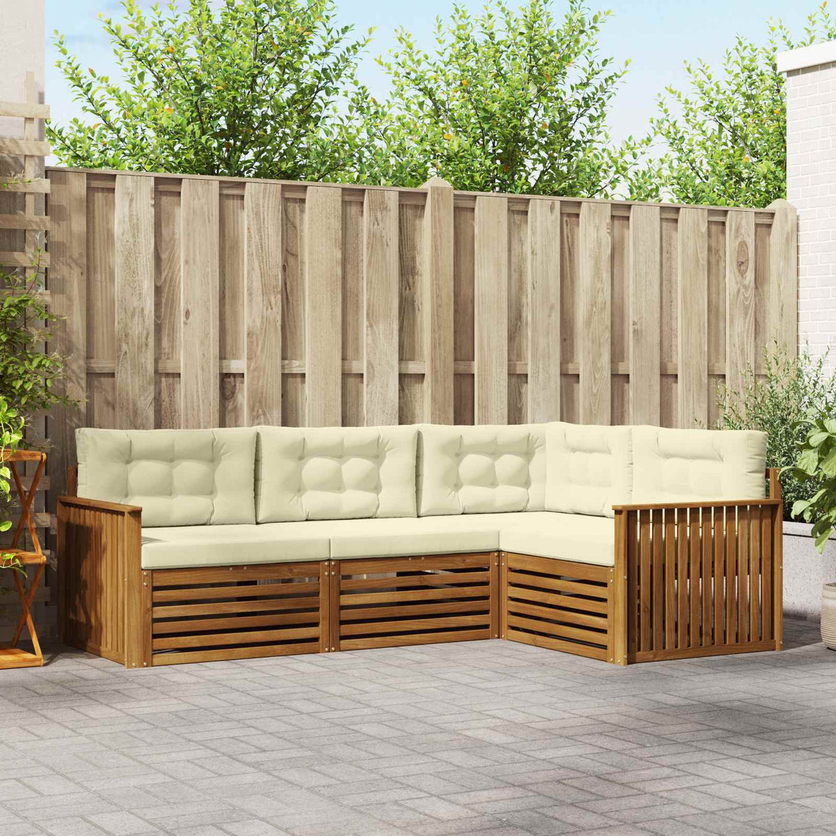 Set vanjskih sofa 4 kom. Prirodna i krem