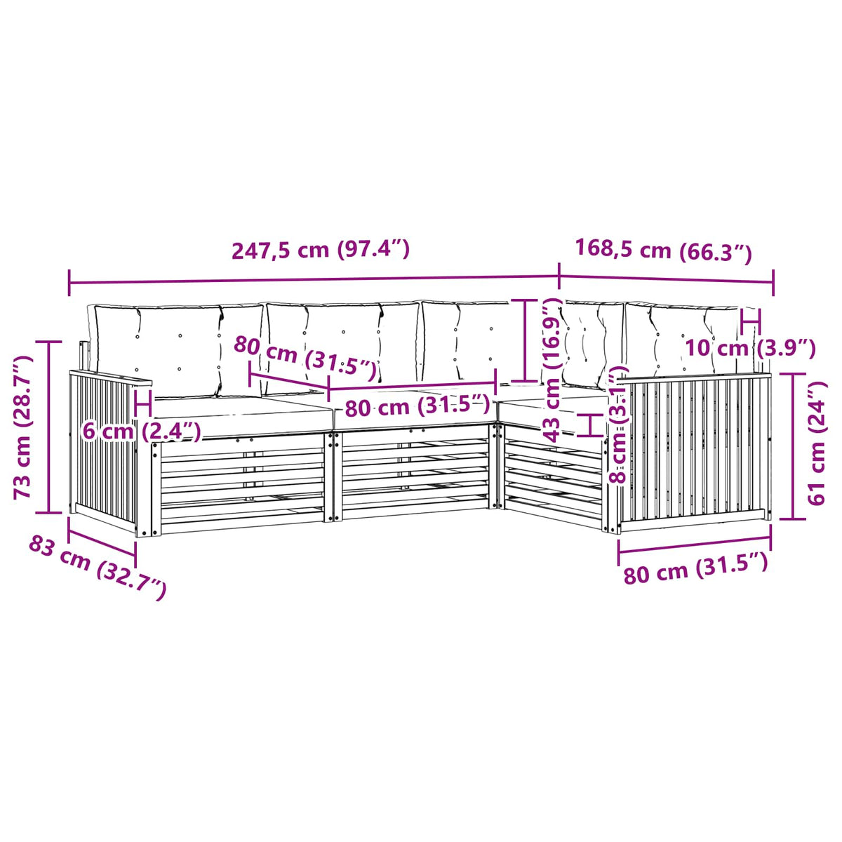 Set vanjskih sofa 4 kom. Prirodna i svijetlo siva
