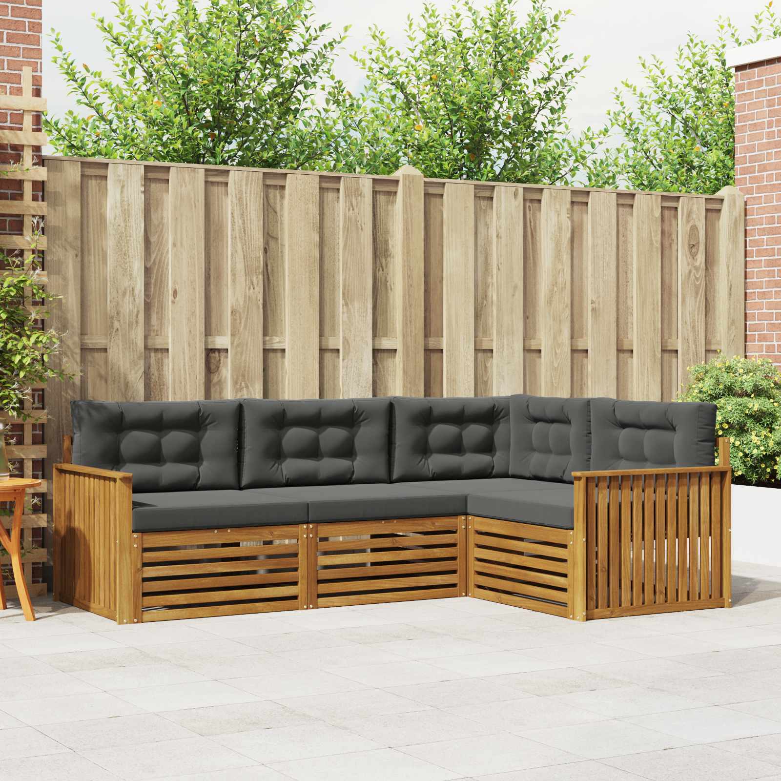 Set vanjskih sofa s jastukom 4 pcs Prirodna i antracit
