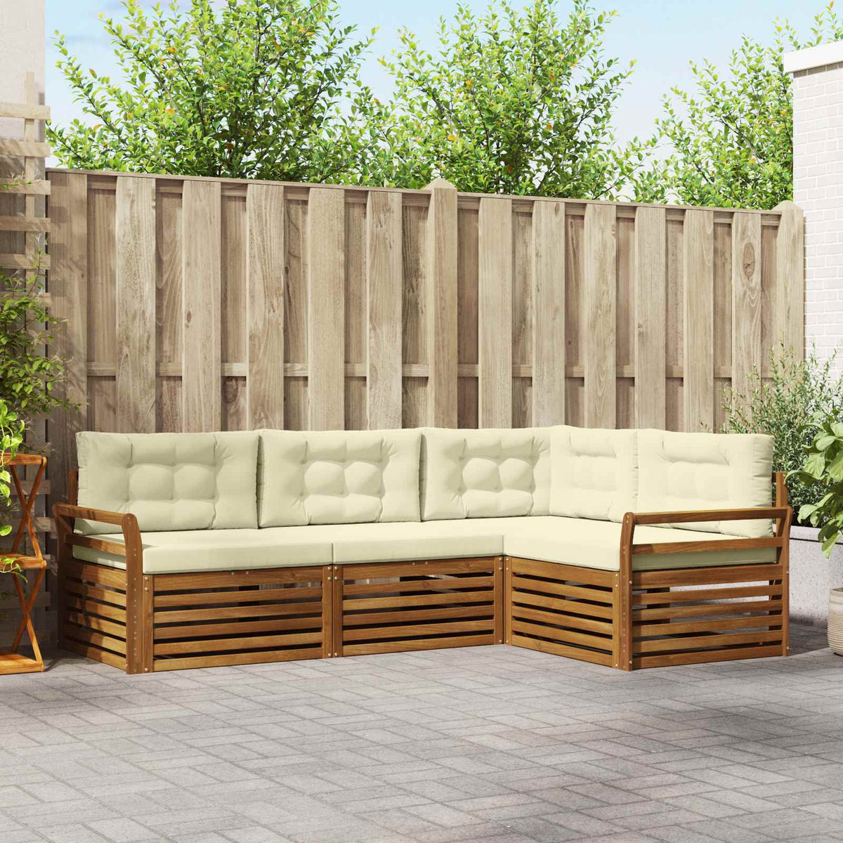 Set vanjskih sofa 4 kom. Prirodna i krem