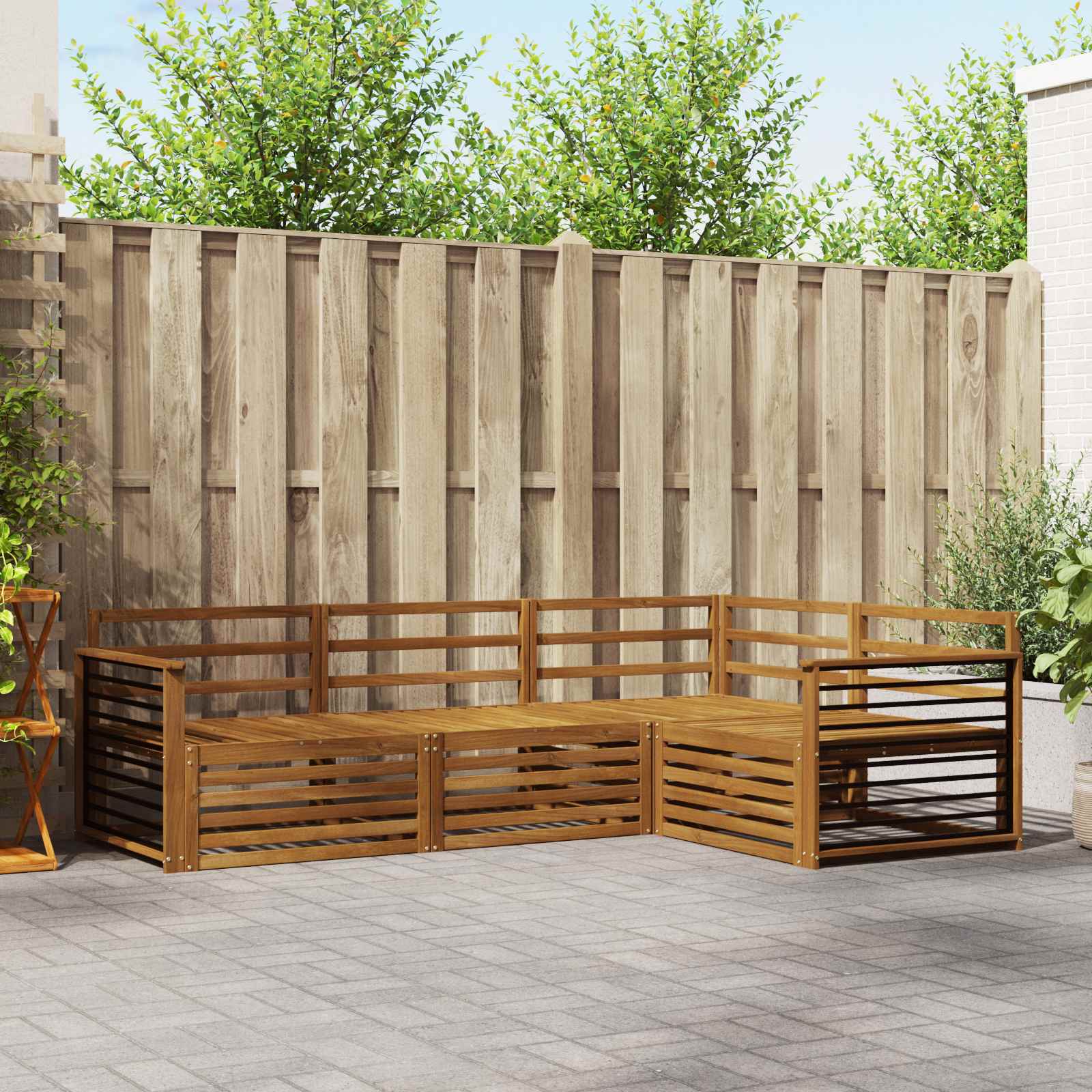 Set vanjskih sofa 4 pcs Prirodna Čvrsto drvo akacije