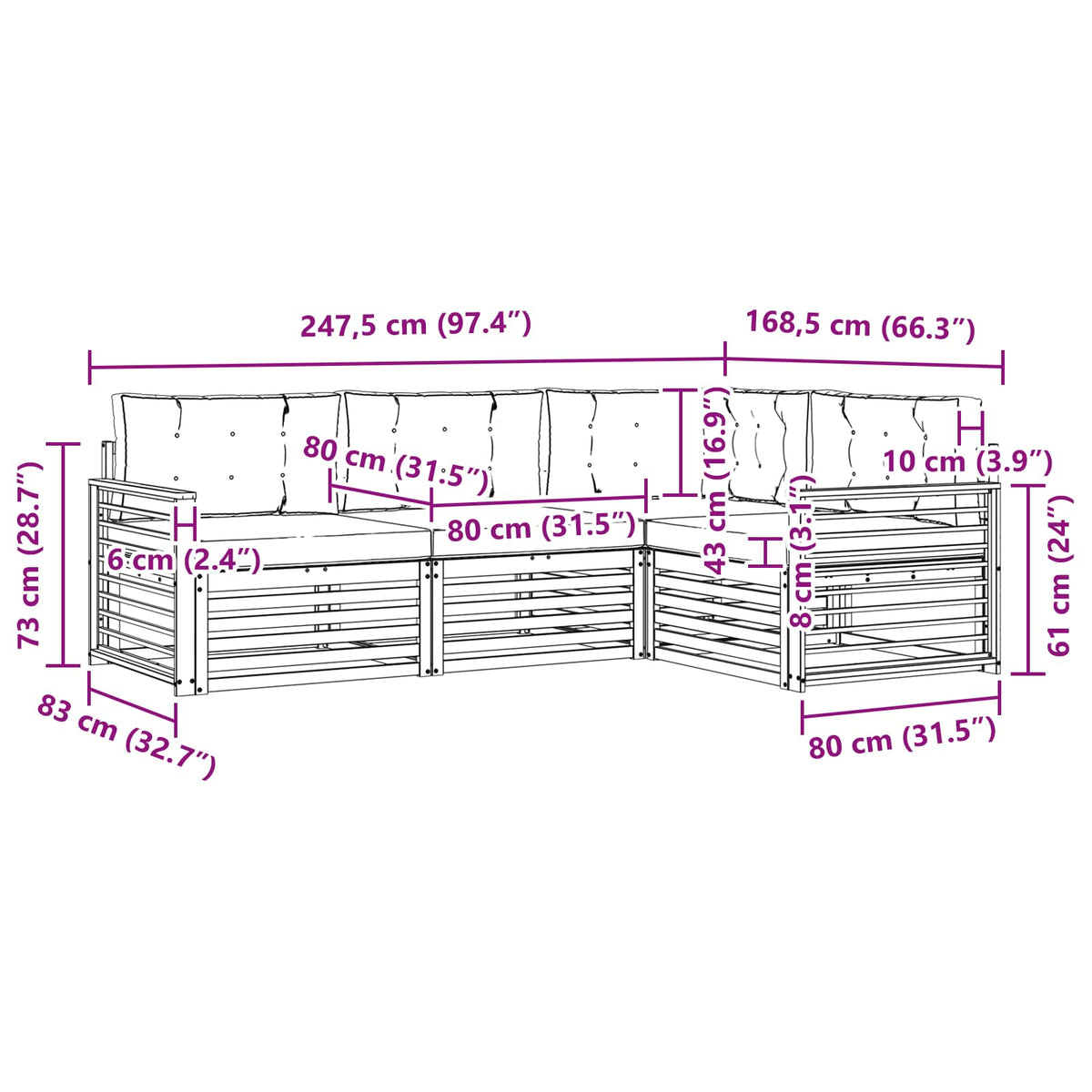 Set vanjskih sofa 4 kom. Prirodna i krem
